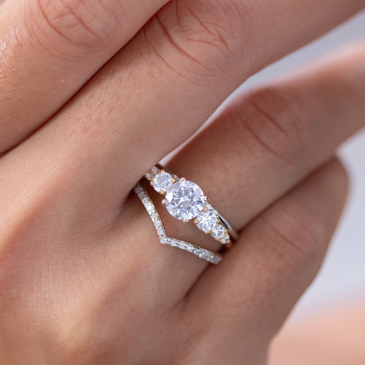1.45CT Round Seven Stone Moissanite Diamond Solitaire Engagement Ring
