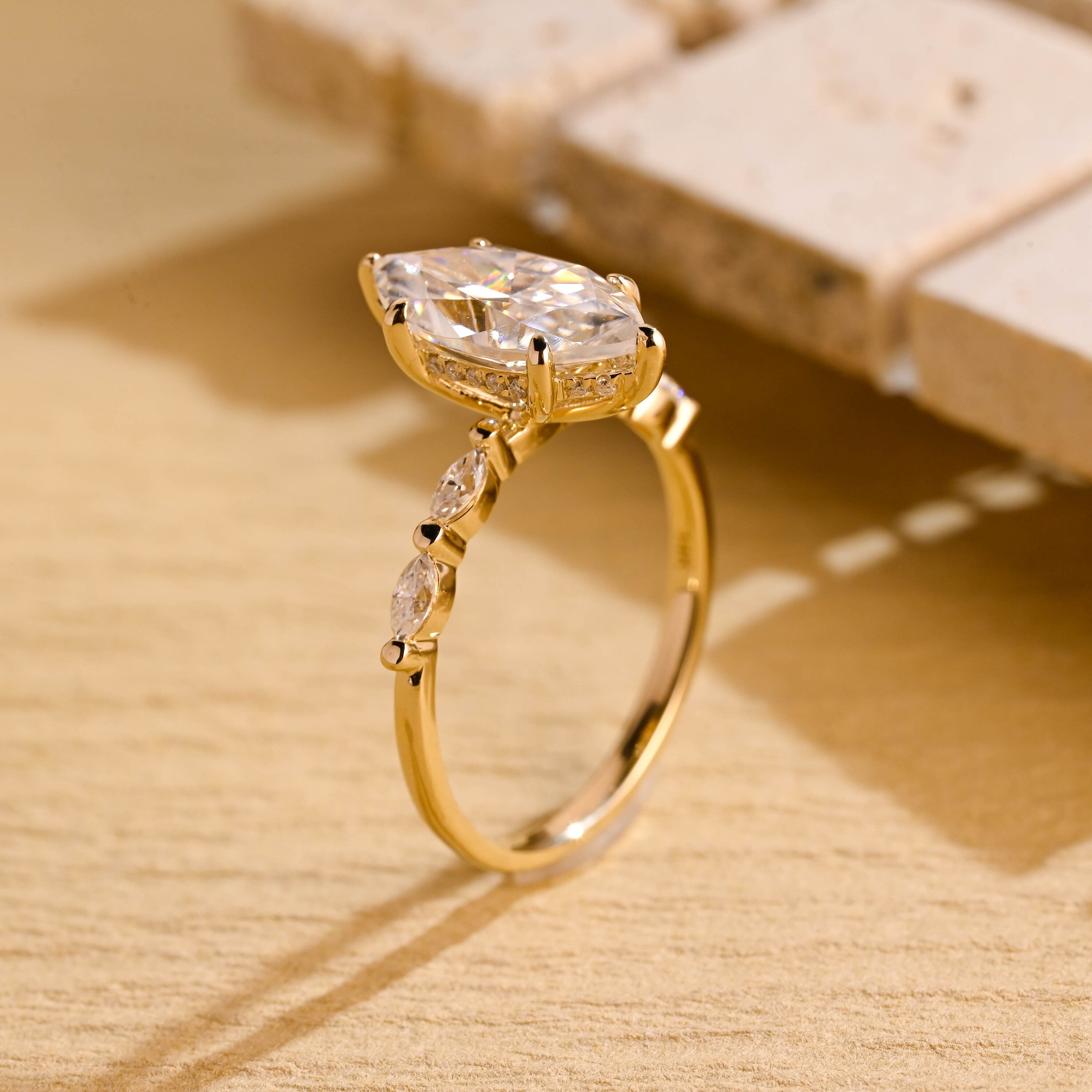 Marquise Cut Pave Ring