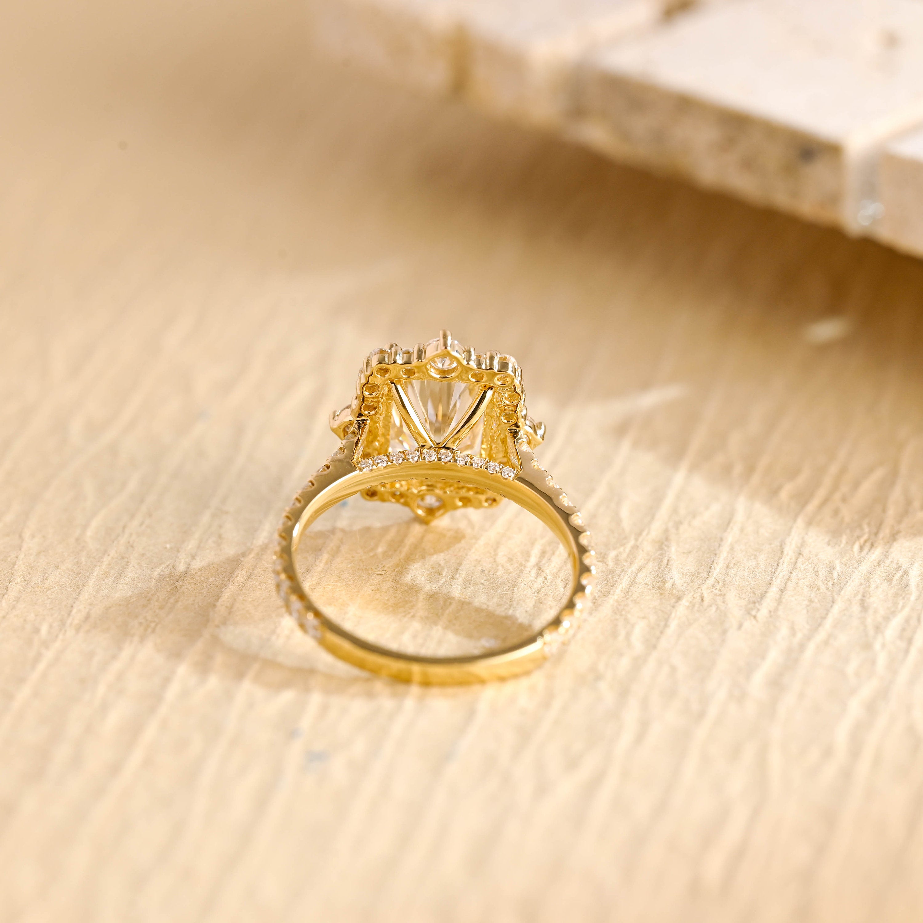 classic cluster engagement ring moissanite radiant cut