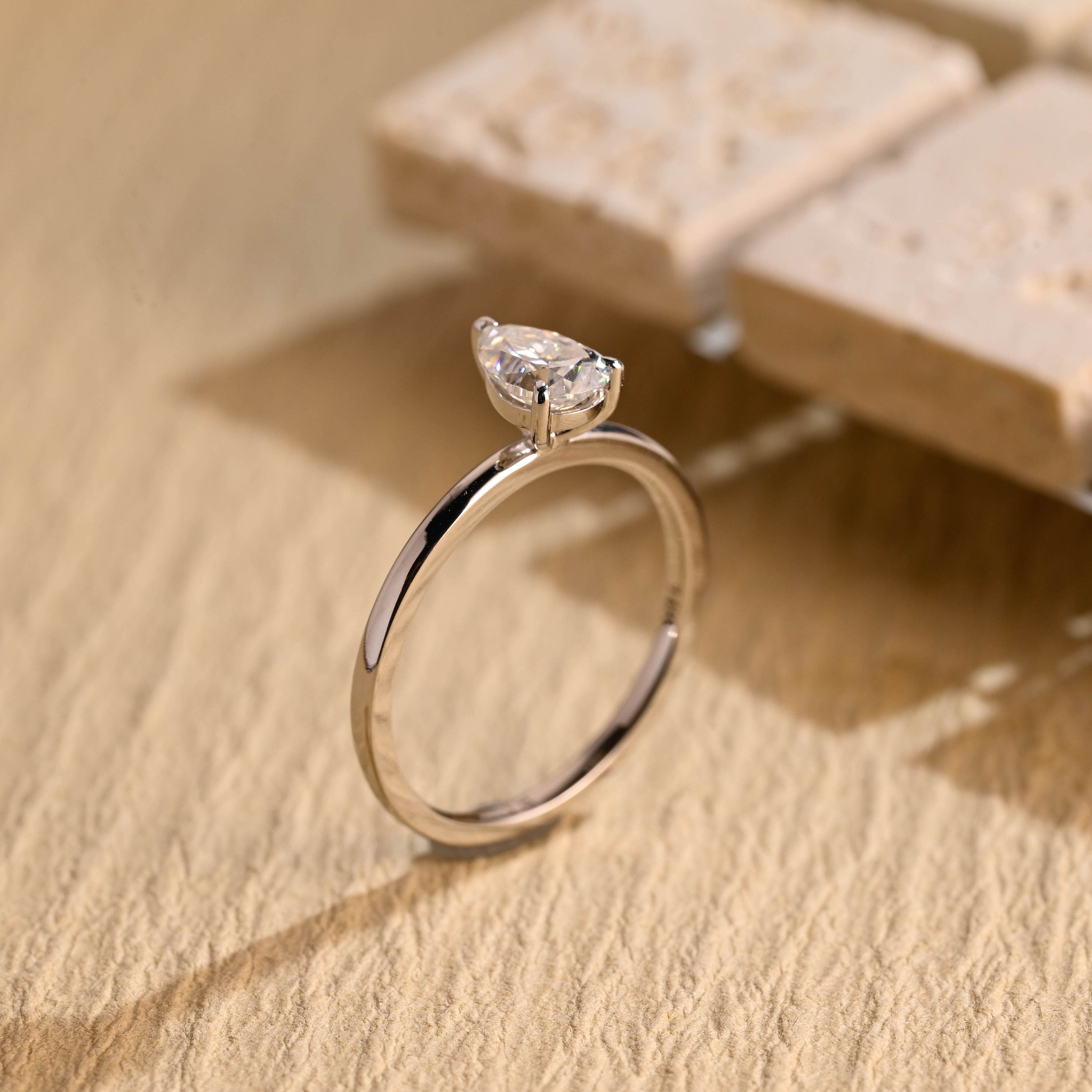 classic pear engagement ring solitaire moissanite