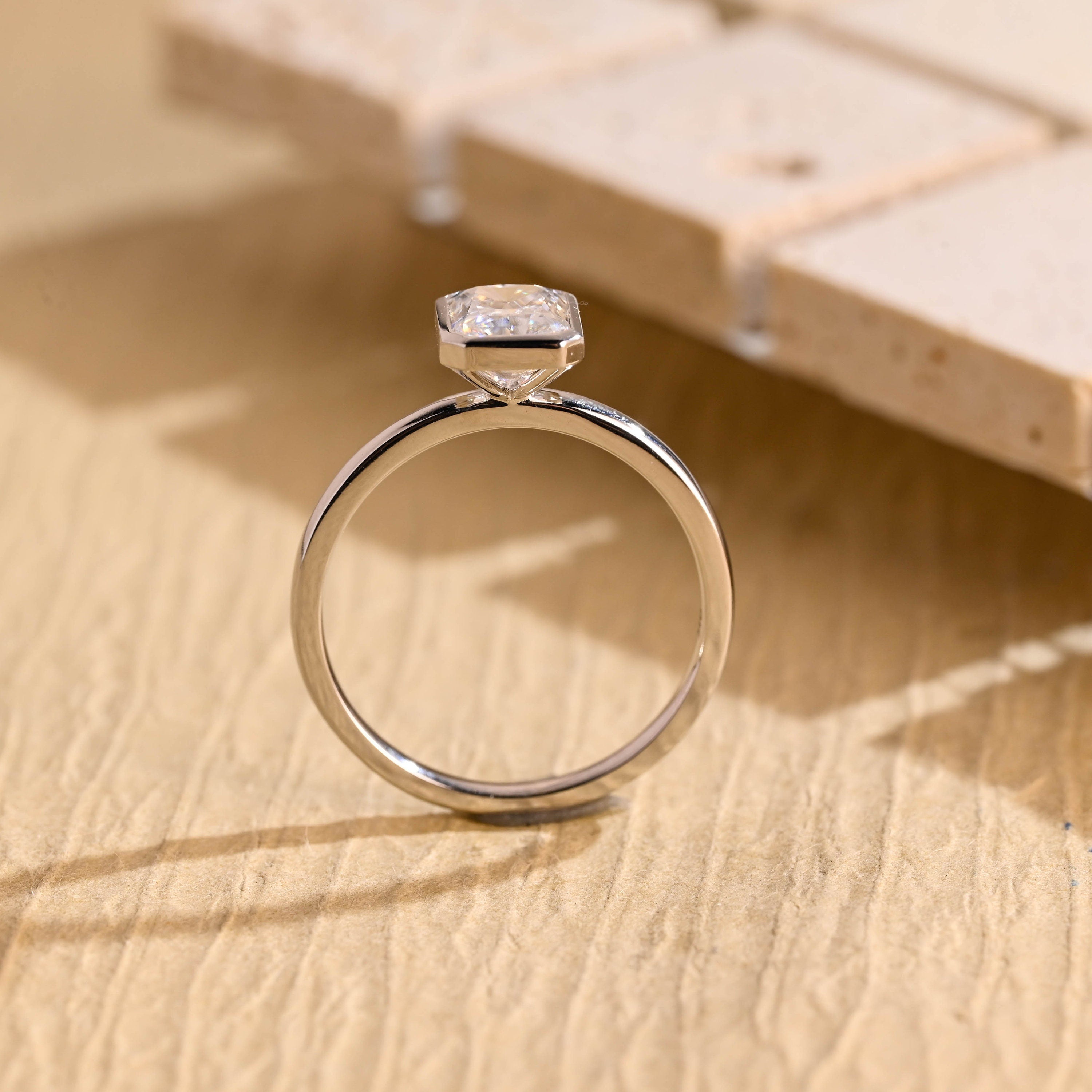 White Gold Radiant Moissanite Ring
