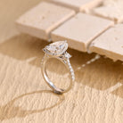pear cut three stone lab grown engagement ring USA 56