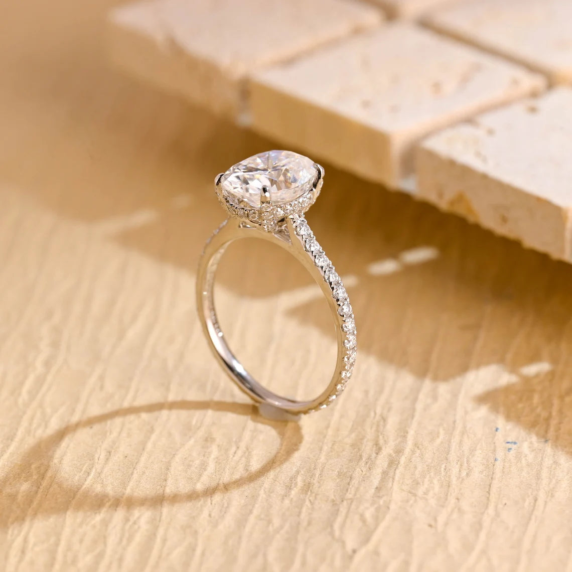 Pave Band Engagement Ring
