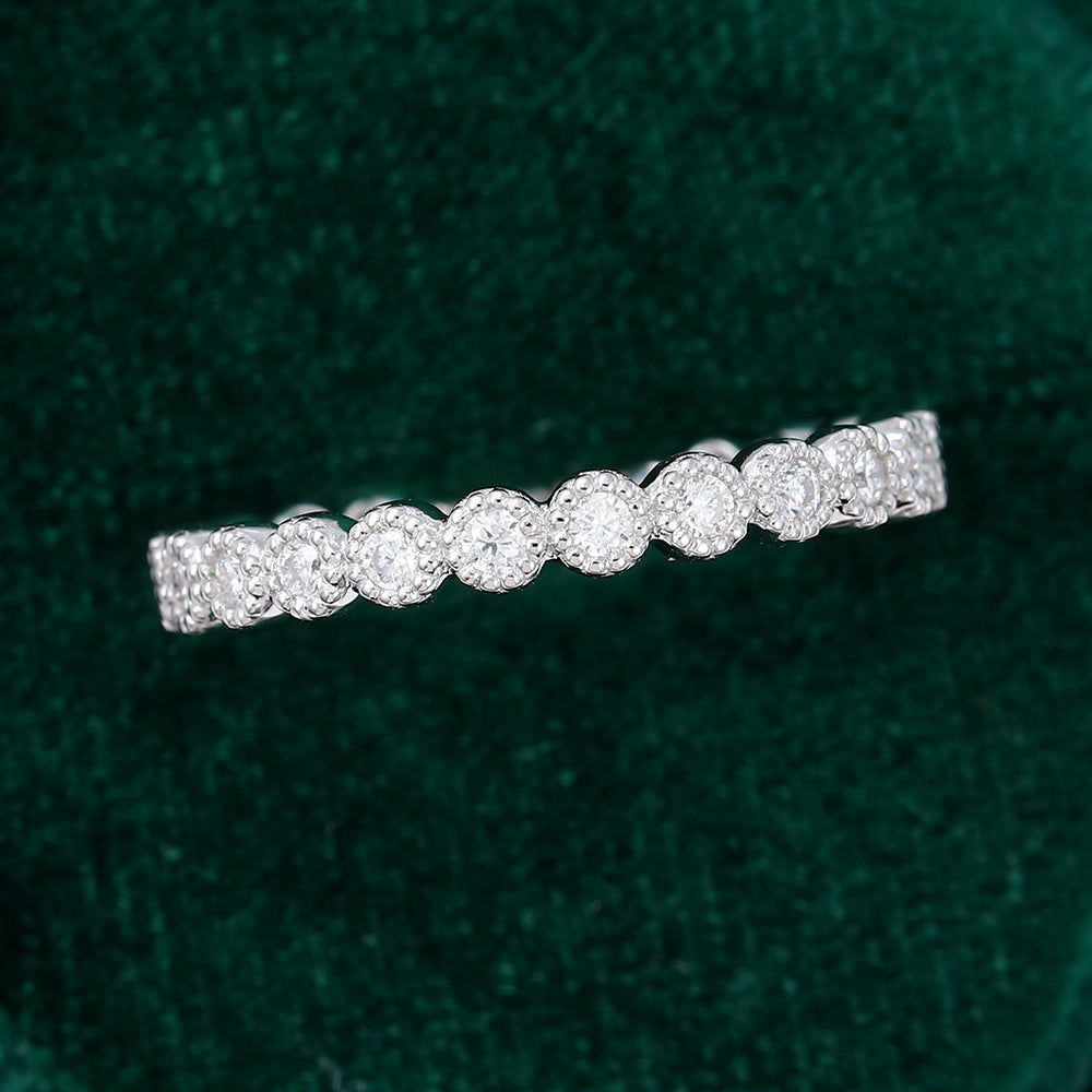 round-moissanite-milgrain-wedding-band