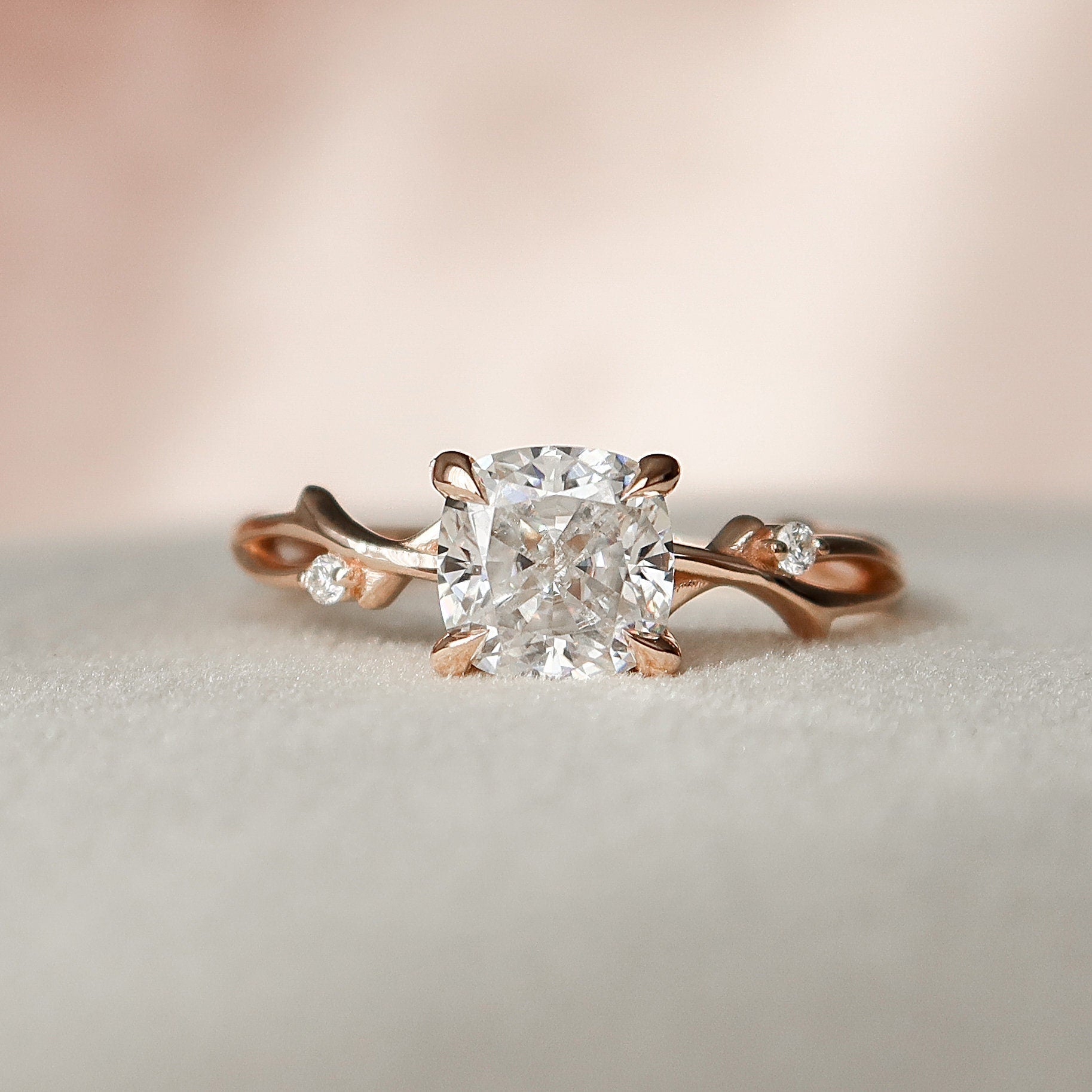 Cushion Moissanite Diamond Ring