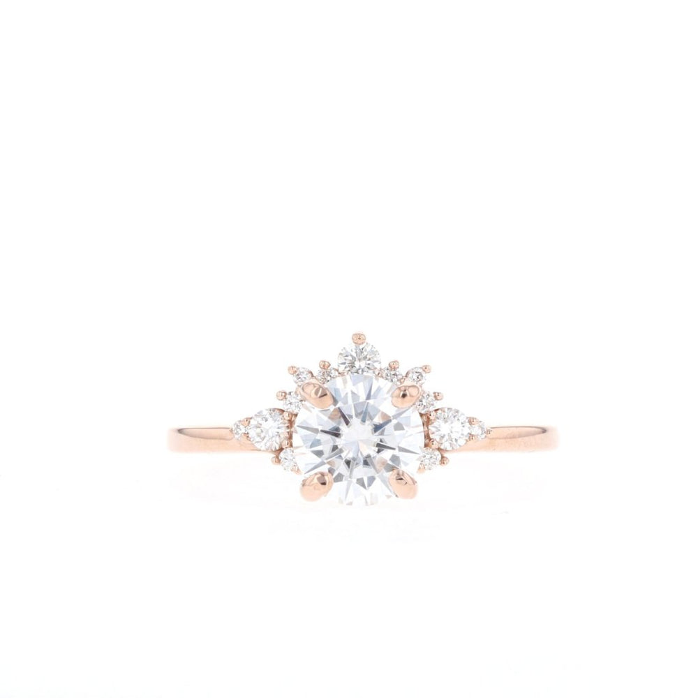 1.05CT Round Solitaire Cluster Moissanite Diamond Engagement Ring  In Solid Gold