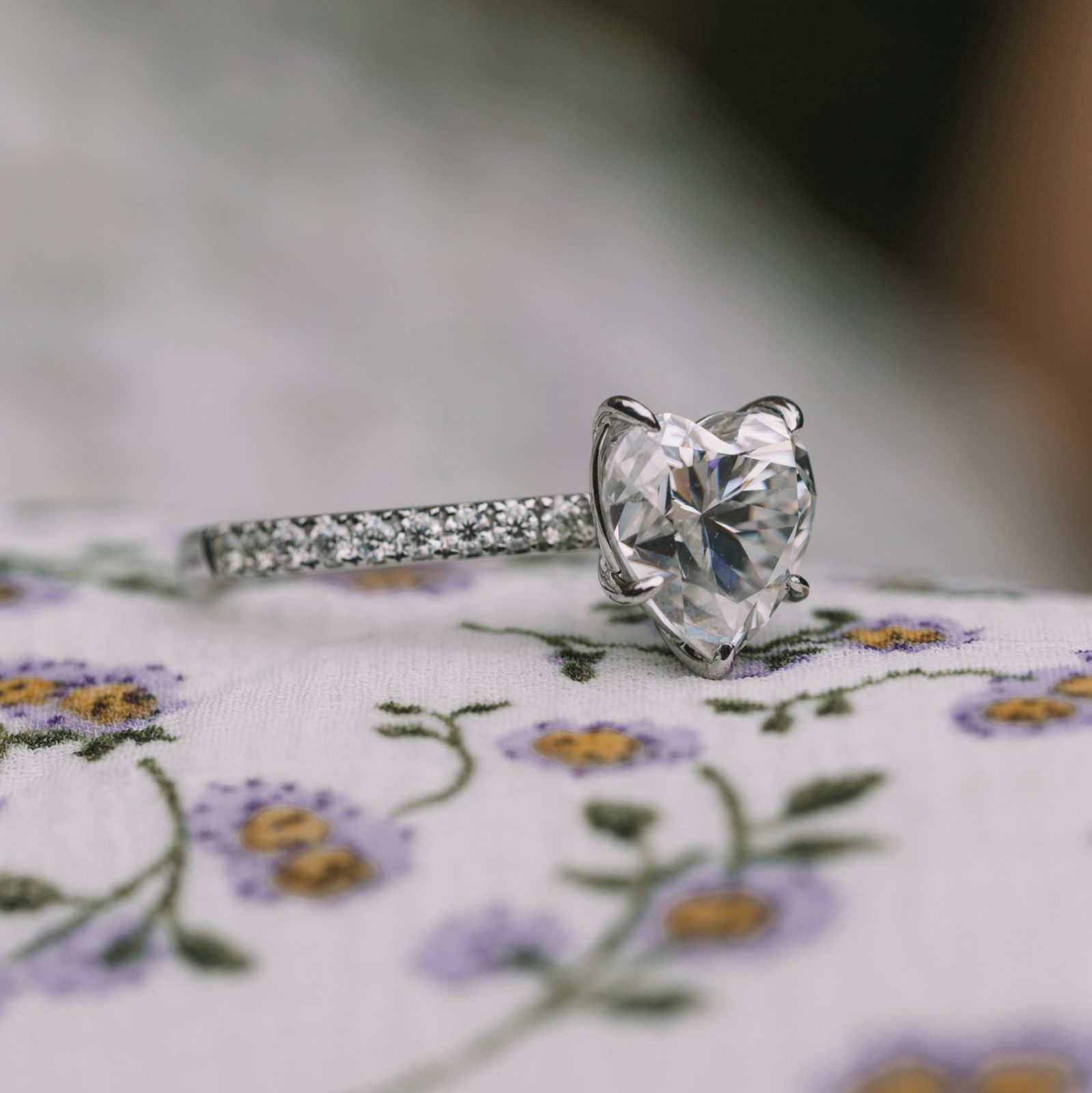 2.50CT Heart Pave Moissanite Diamond Engagement Ring For Her