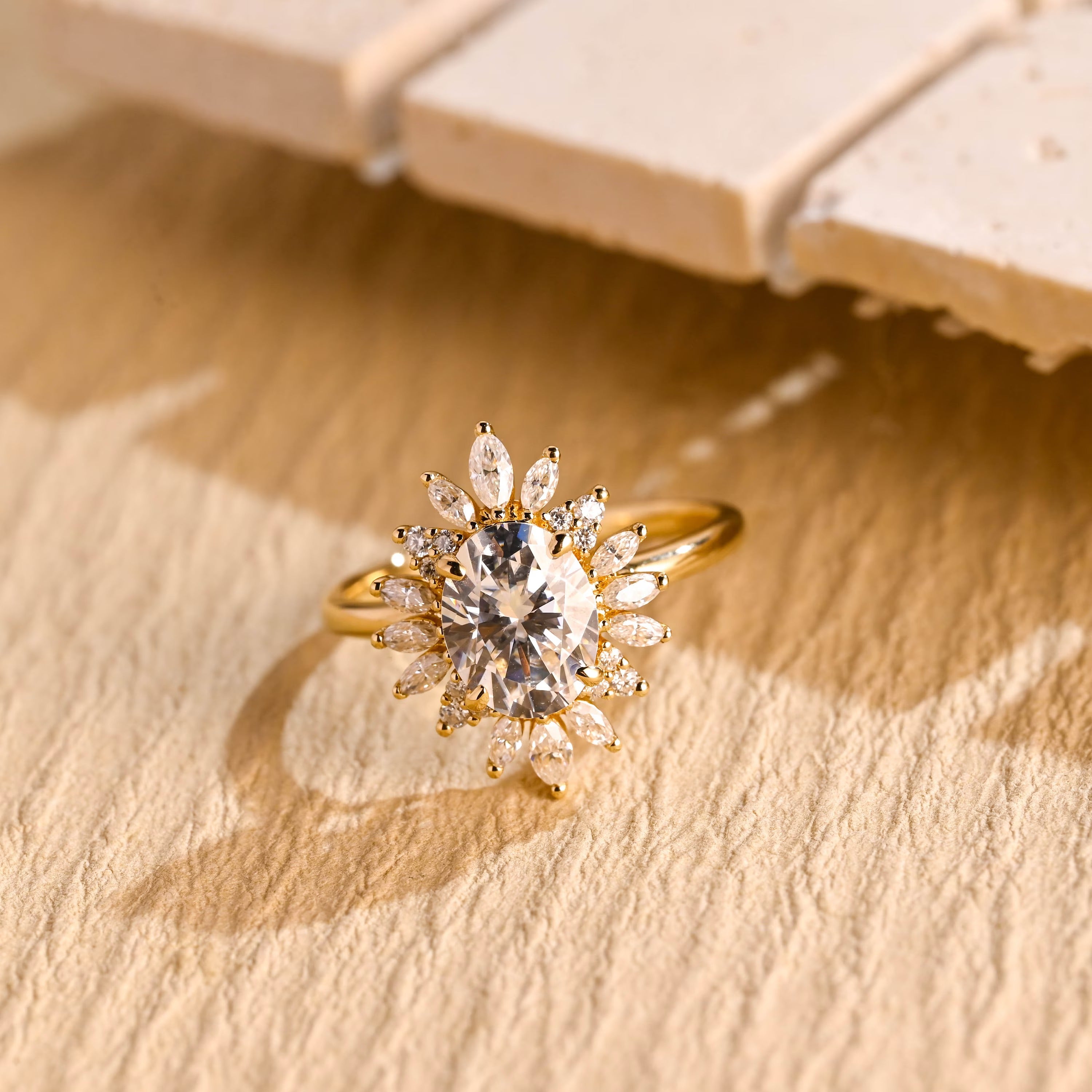 Cluster Diamond Moissanite Ring