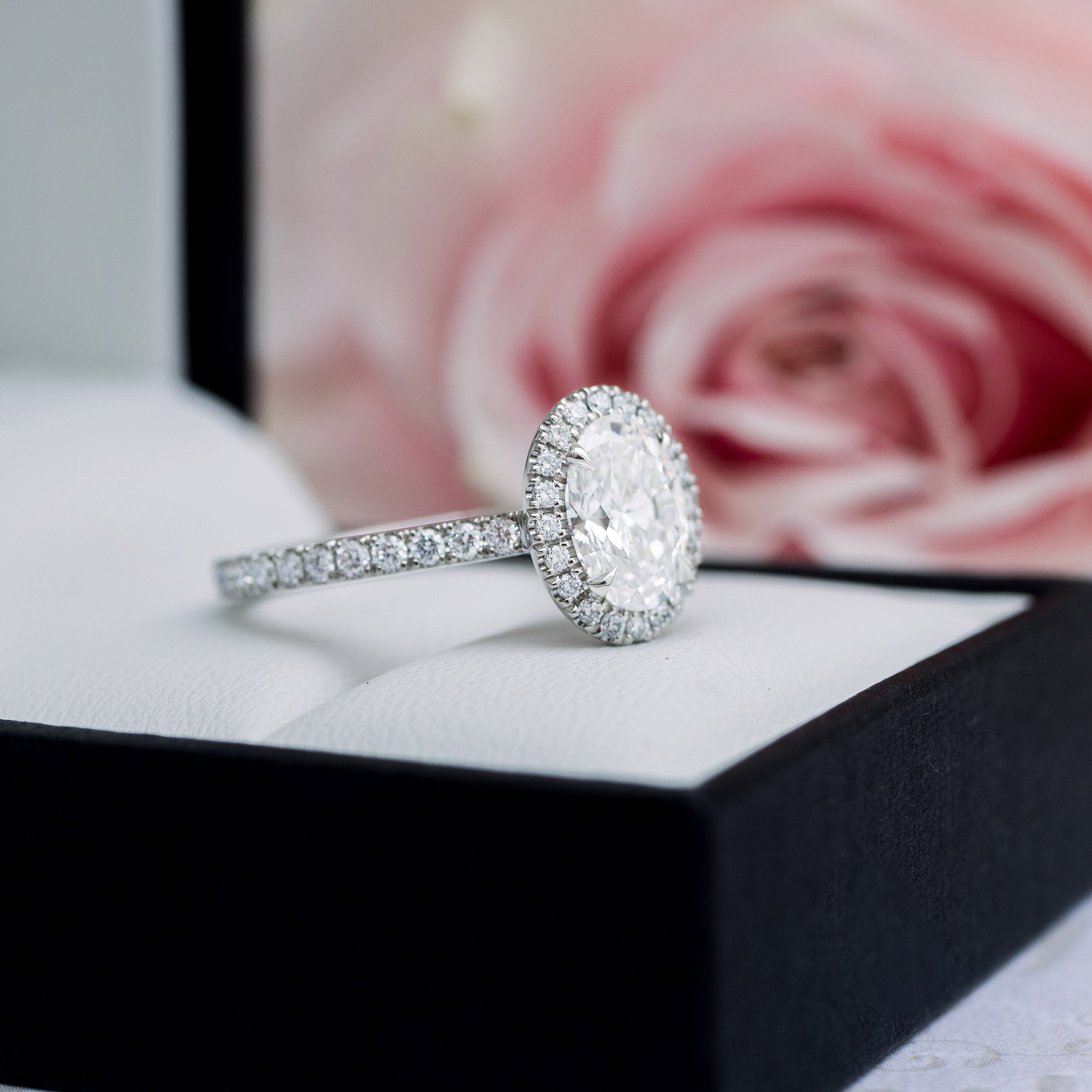 Oval Moissanite Halo Ring