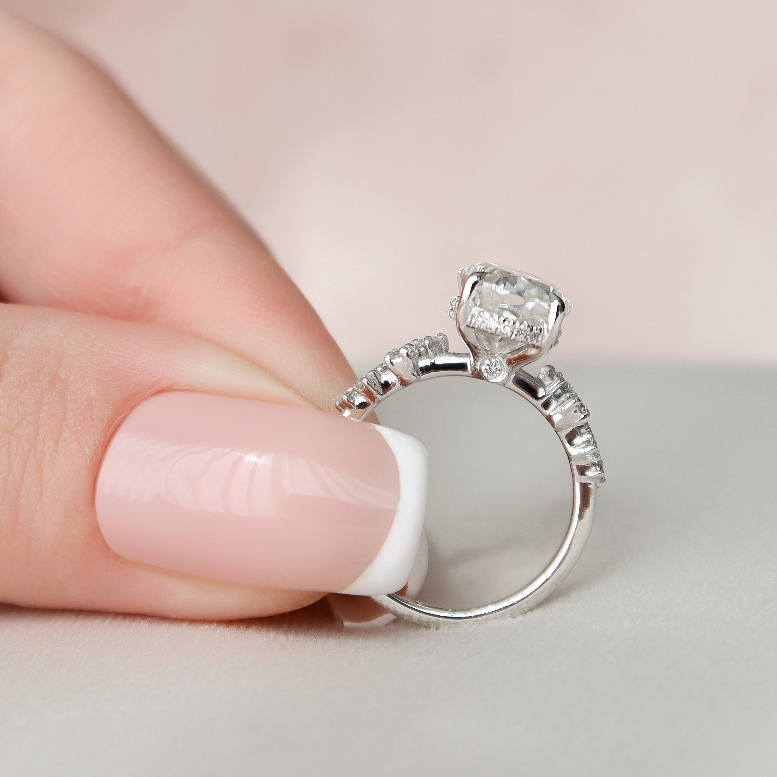 Pave Moissanite Engagement Ring