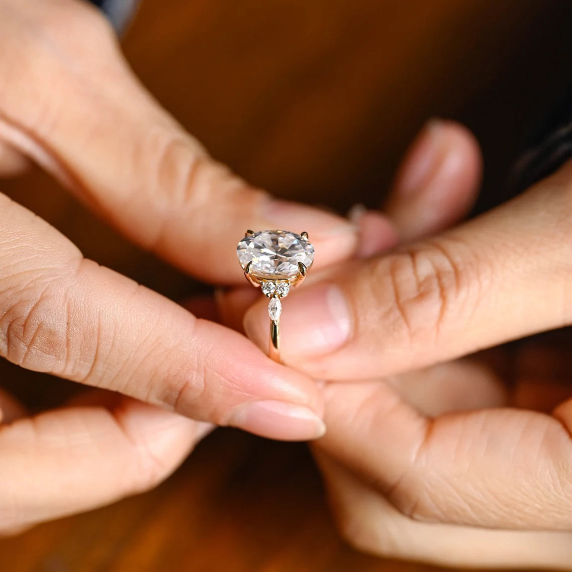 Oval Halo Cluster Ring