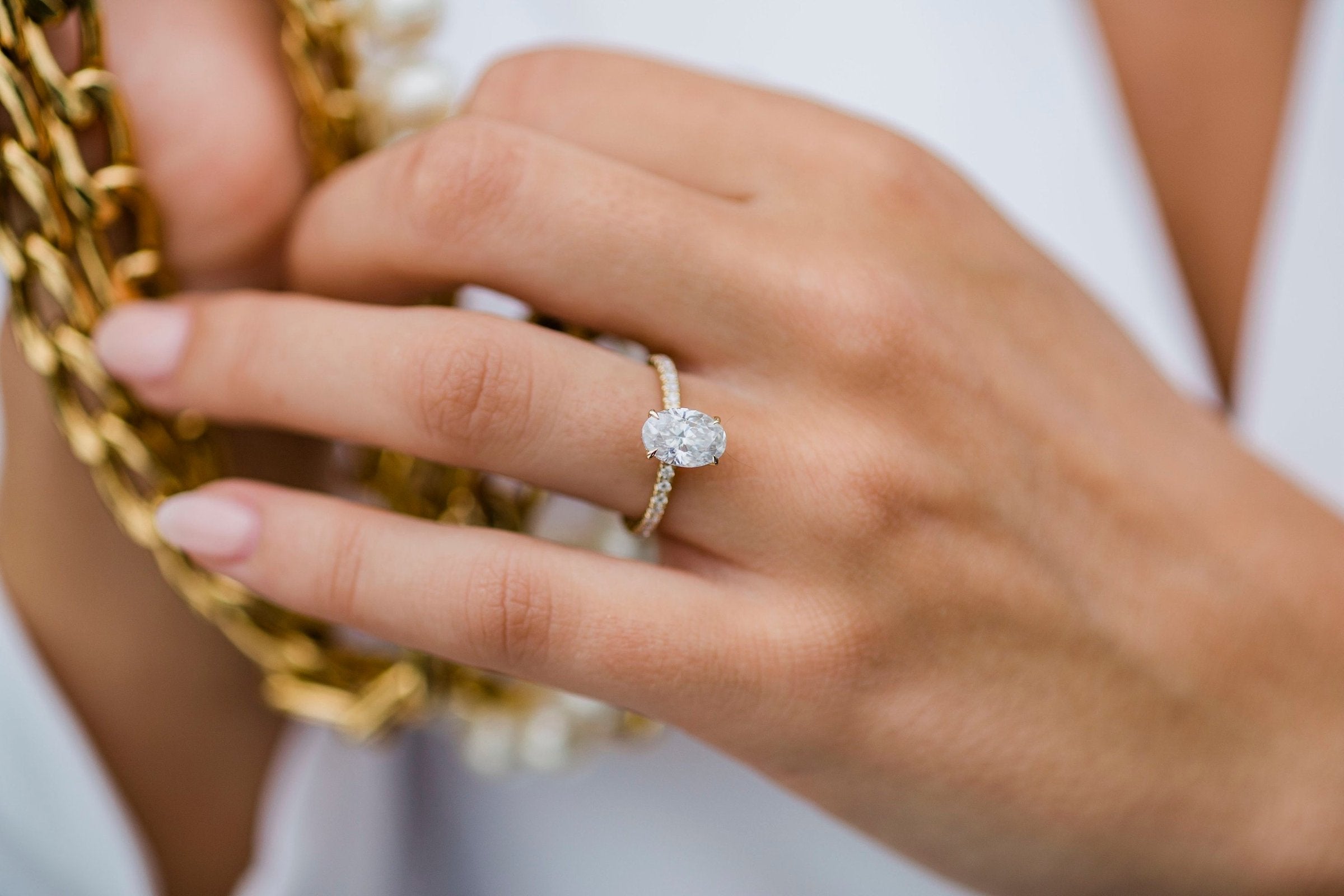 Oval Moissanite Ring for Women