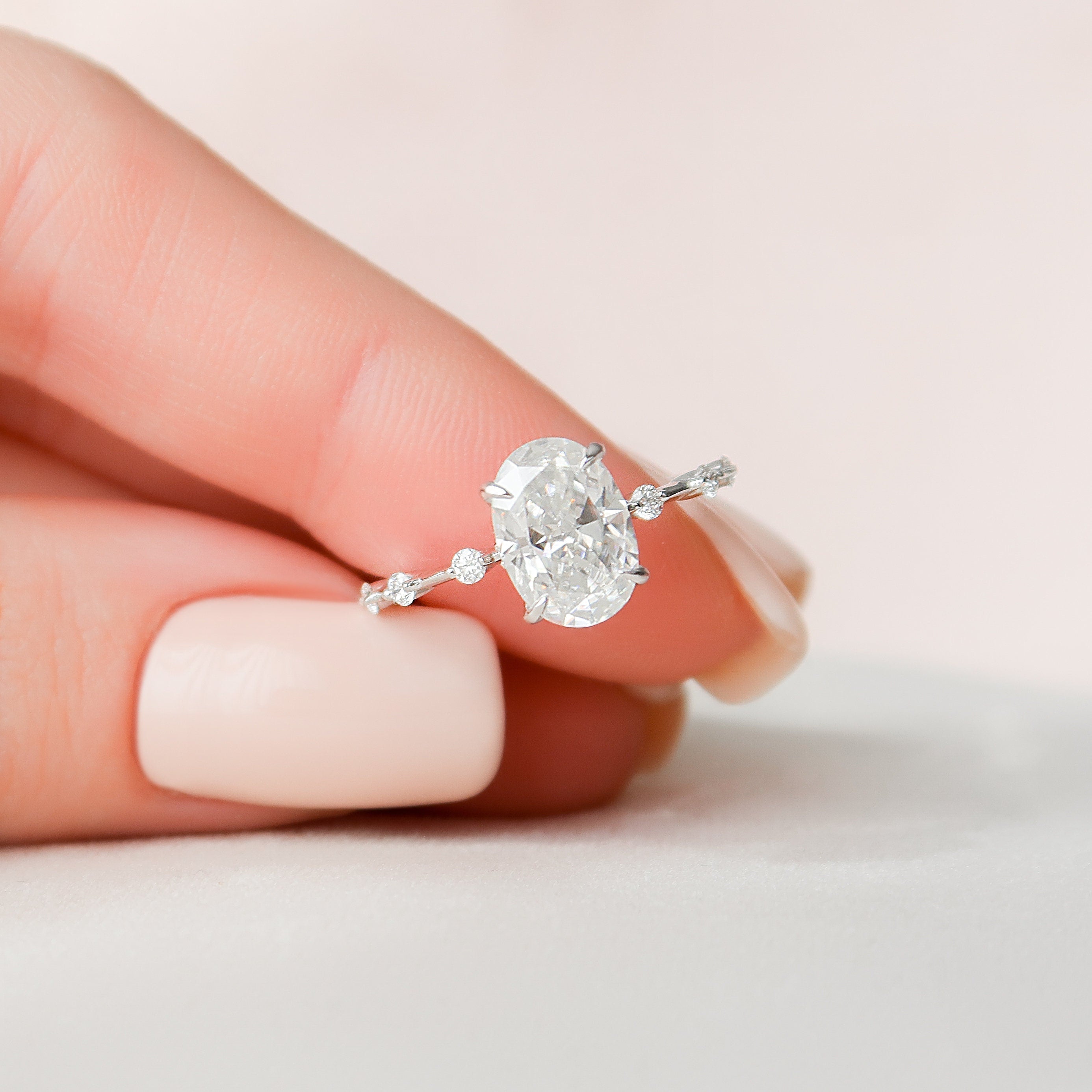 Oval Pave Moissanite Ring