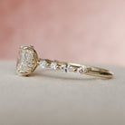 Oval Cut Moissanite Ring Featuring Hidden Halo Detail