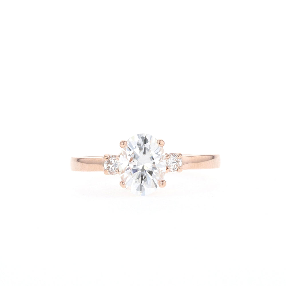 1.20CT Oval Three Stone Moissanite Diamond Engagement Ring