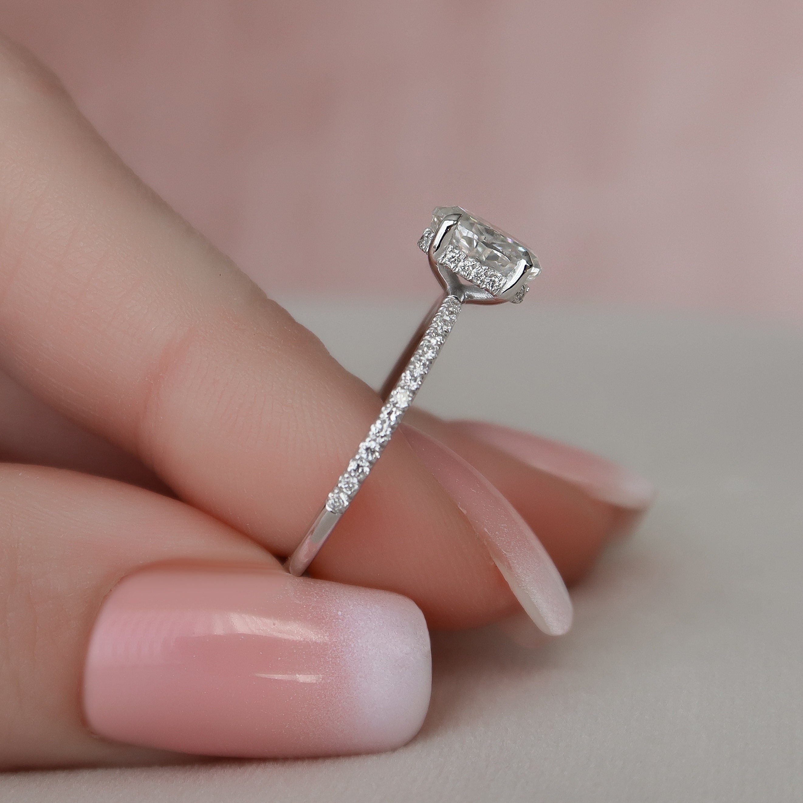 Pave Band Engagement Ring