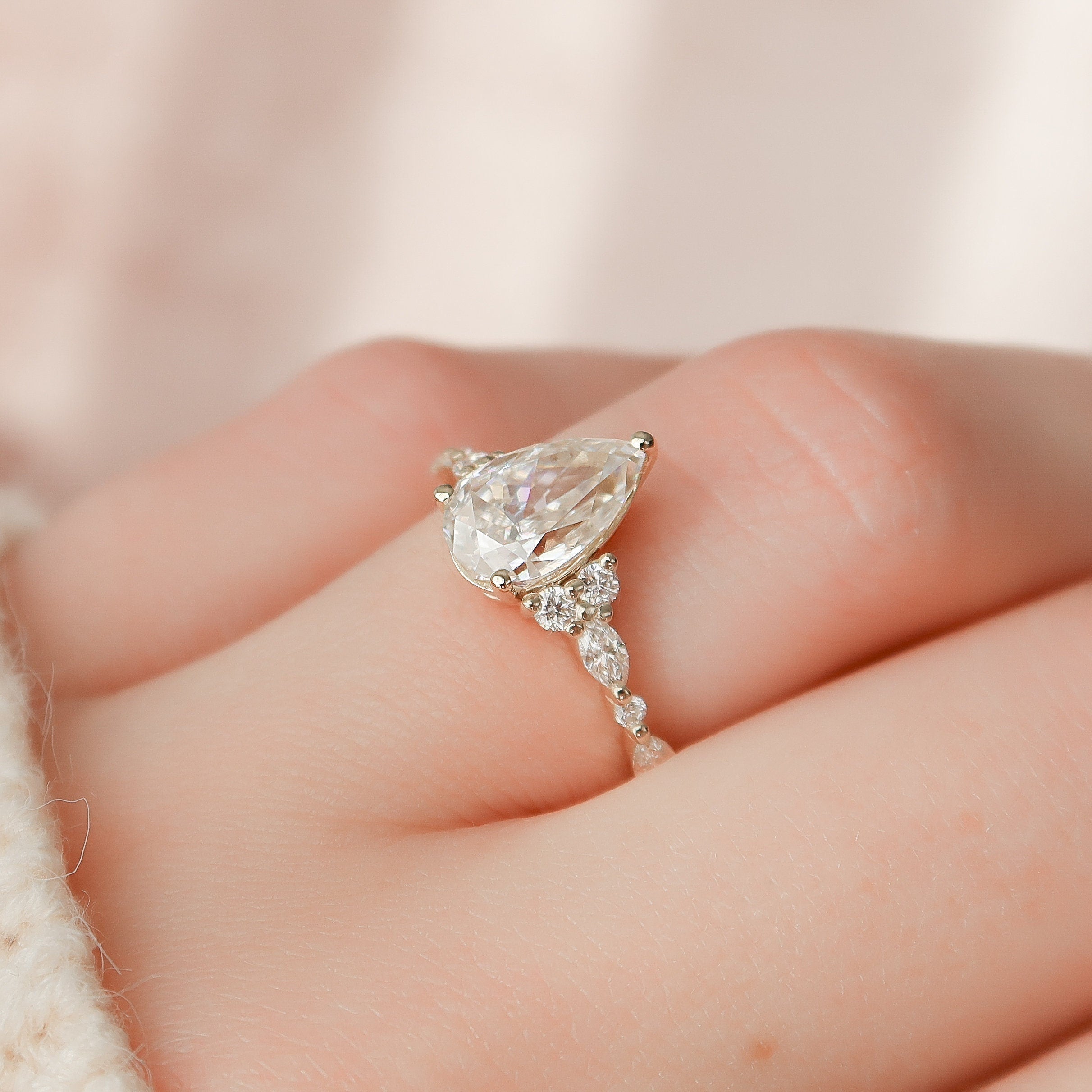 Pear Shape Moissanite Ring