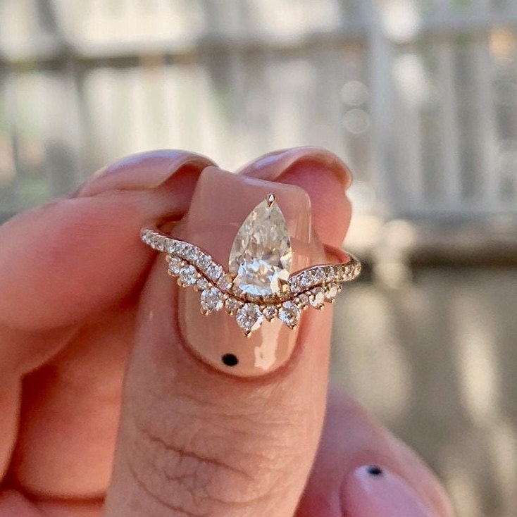 0.95 Carat Pear Moissanite Ring