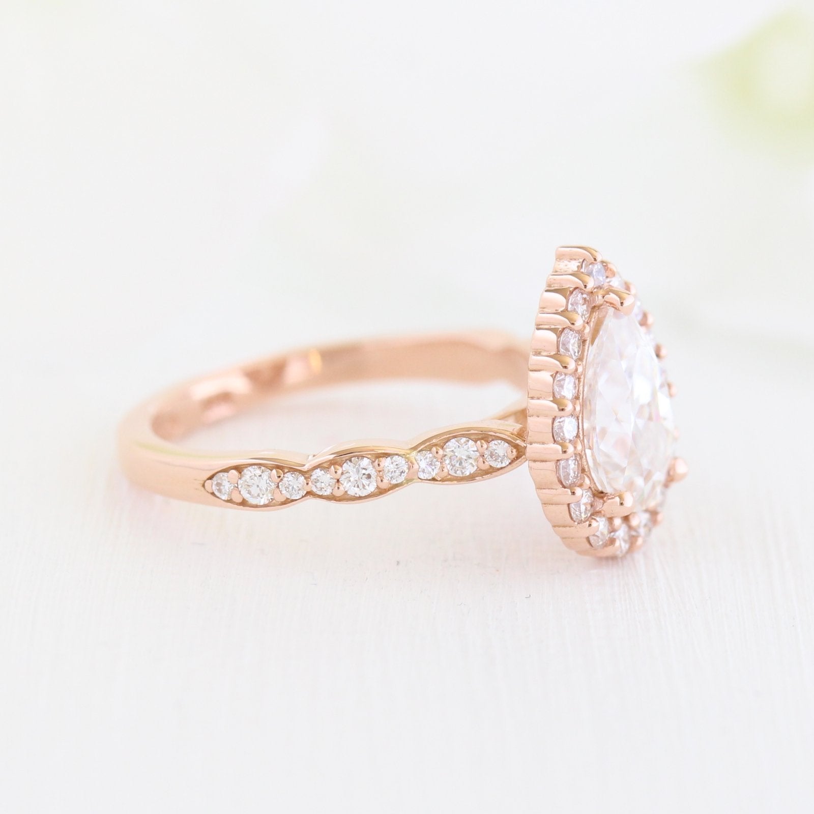 Pear Shape Moissanite Ring