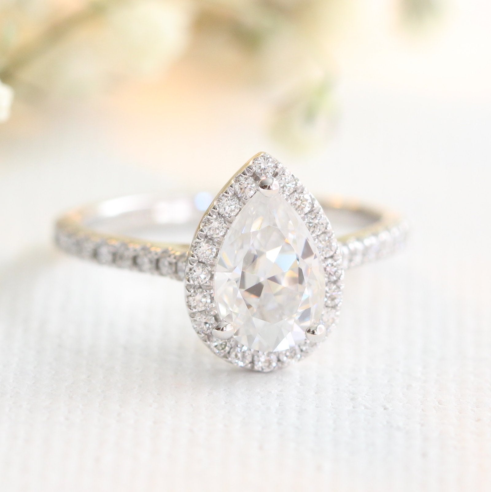 Pear Moissanite Engagement Ring