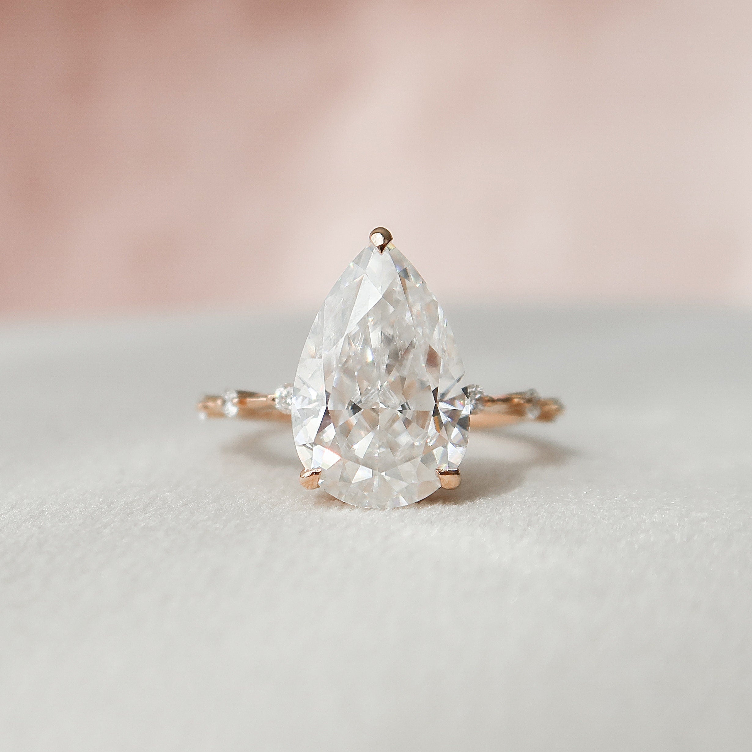 Pear Hidden Halo Ring