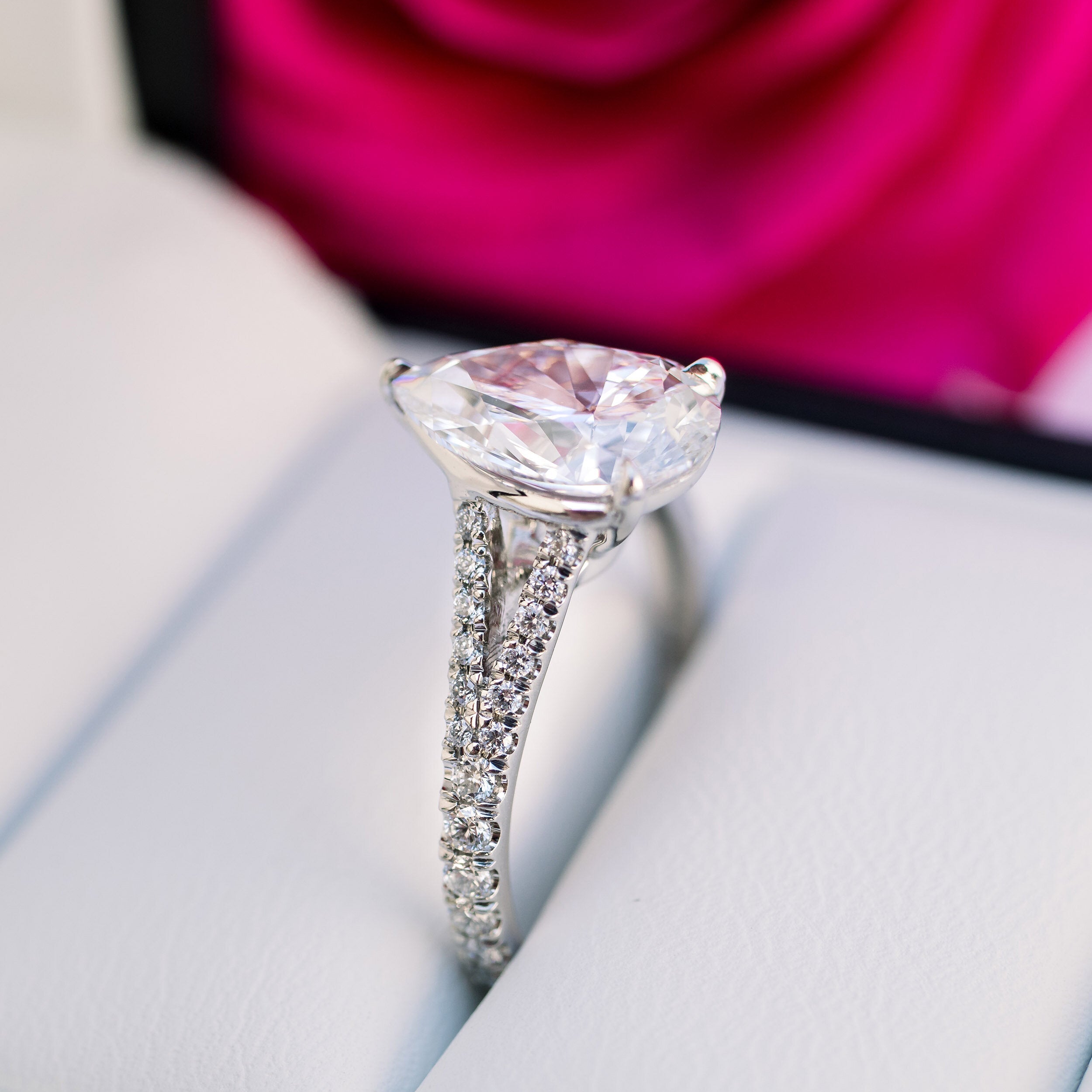 Pear Moissanite Engagement Ring