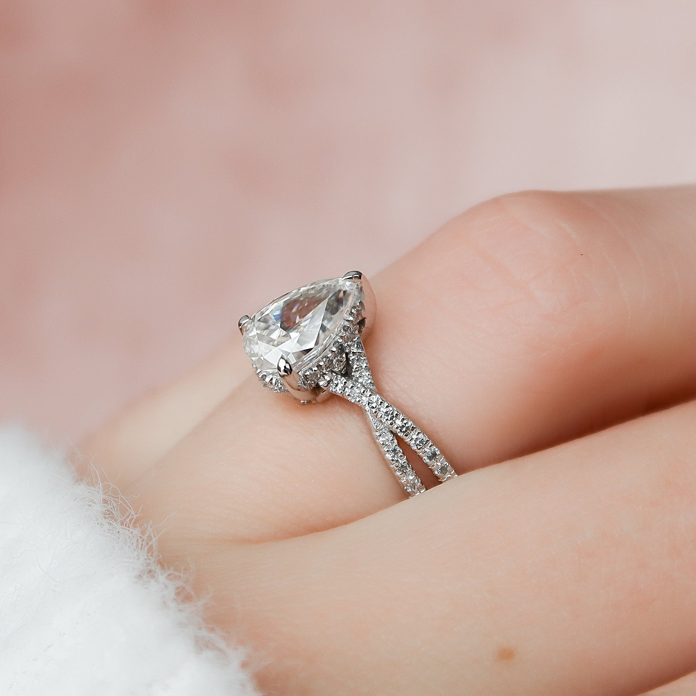 Pear Cut Moissanite Ring