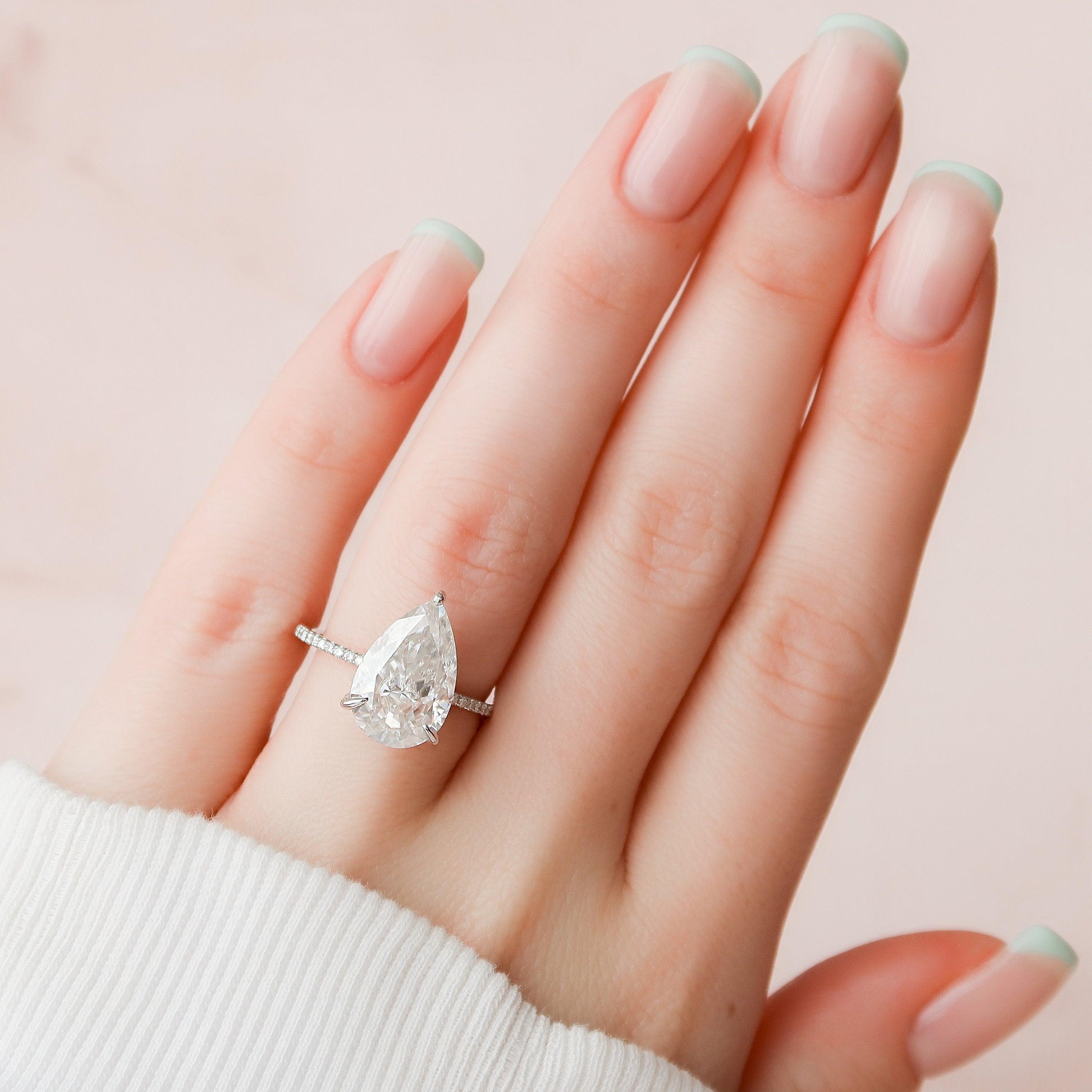 Pear Cut Moissanite Engagement Ring