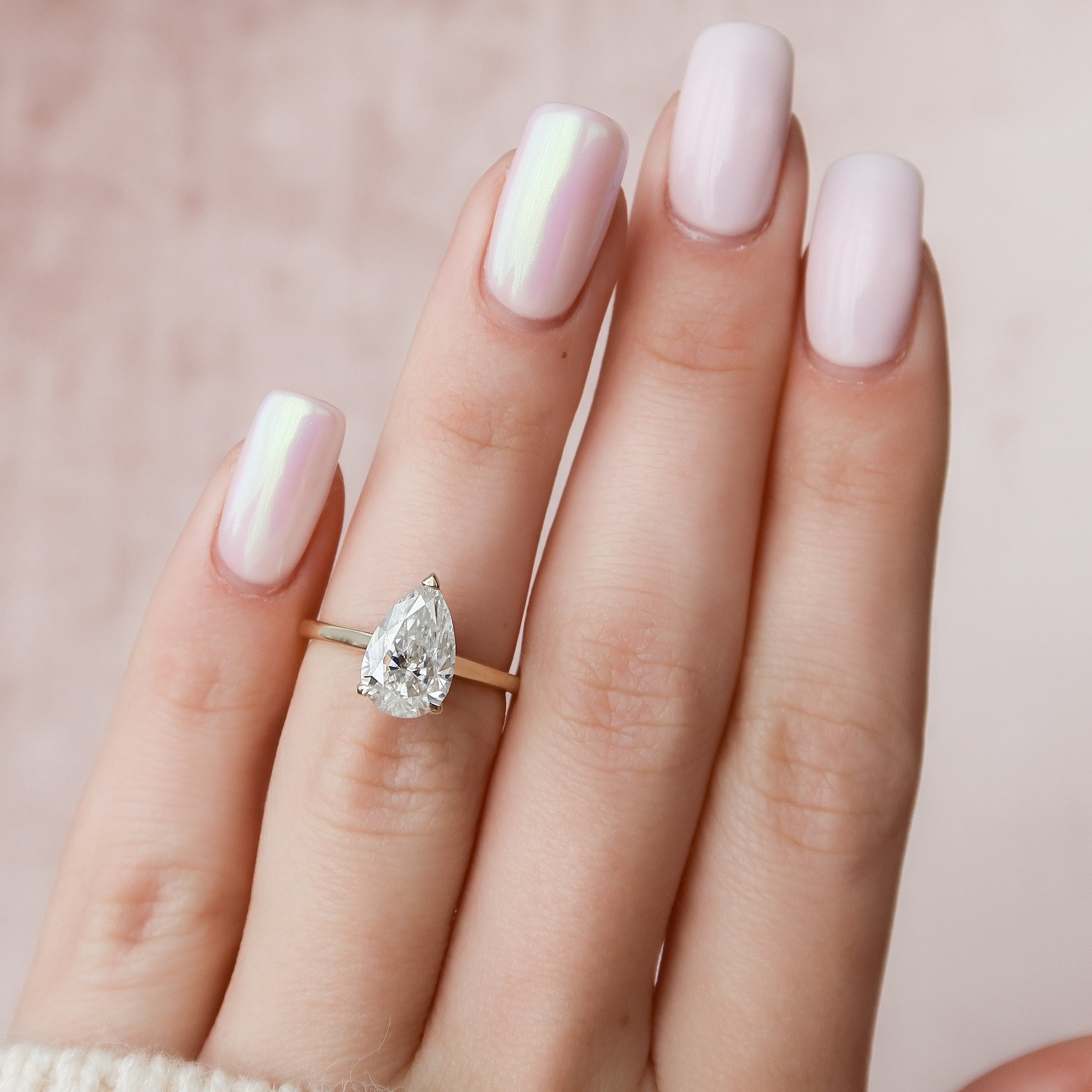 Pear Cut Moissanite Engagement Ring