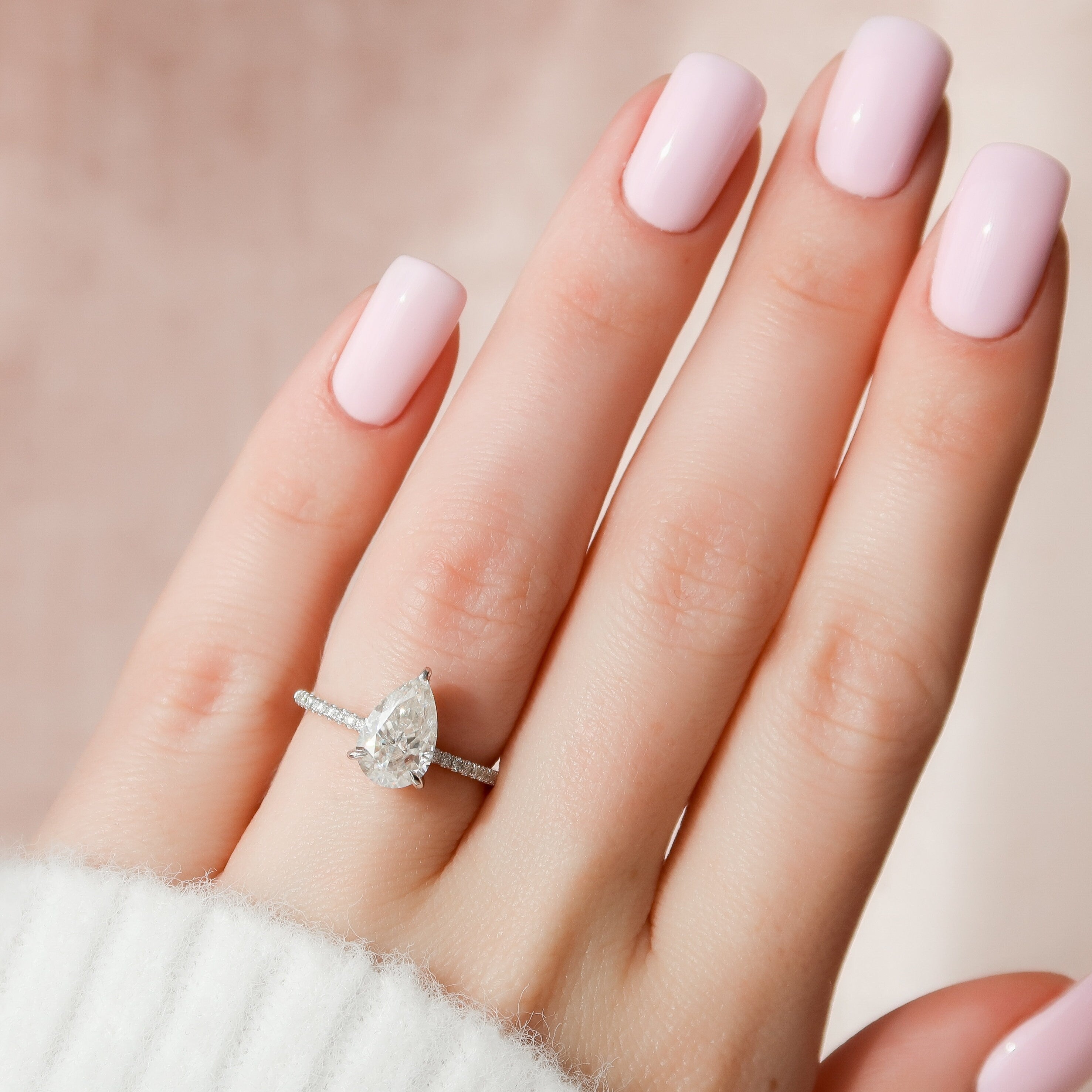 Pear Cut Moissanite Engagement Ring