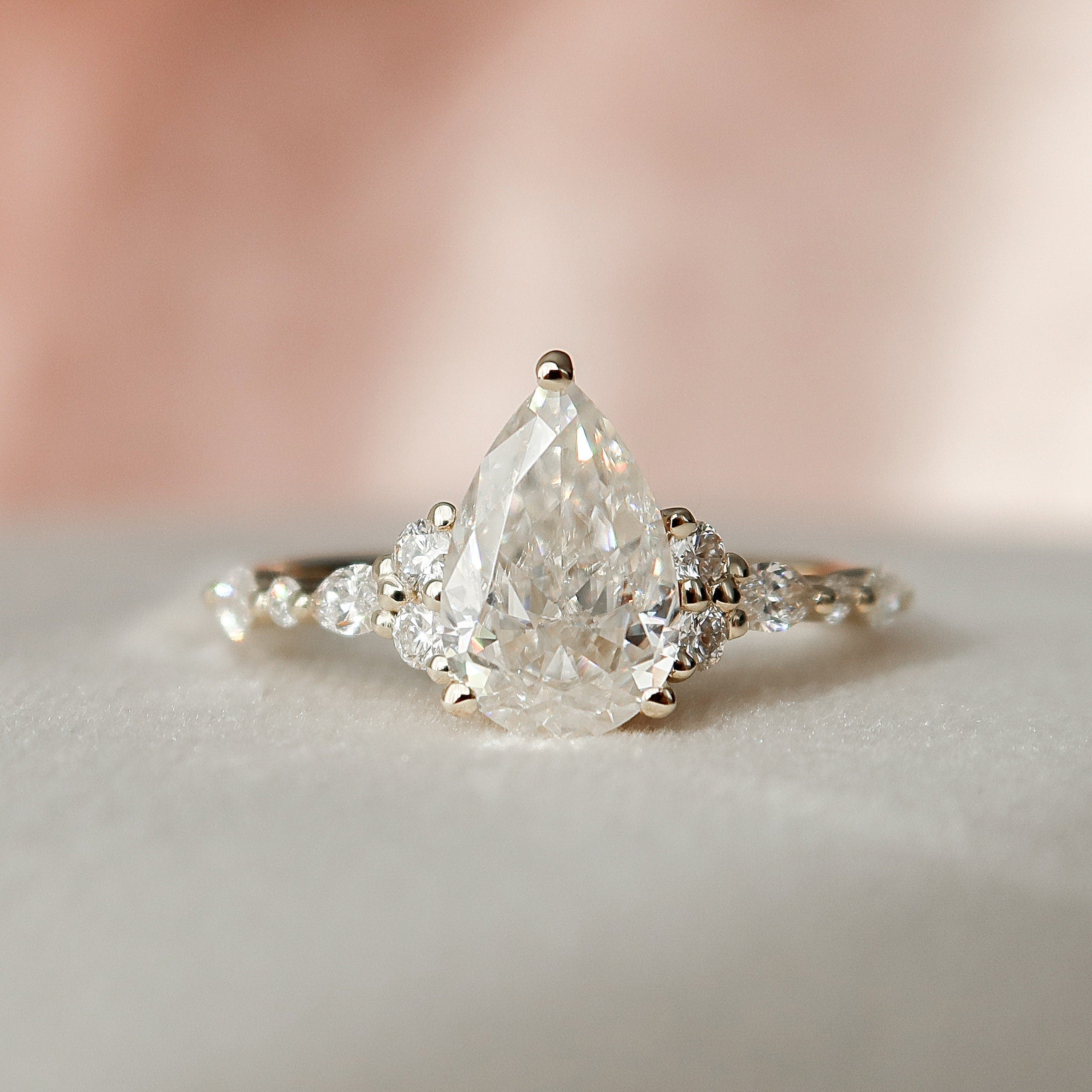 Moissanite Diamond Cluster Ring