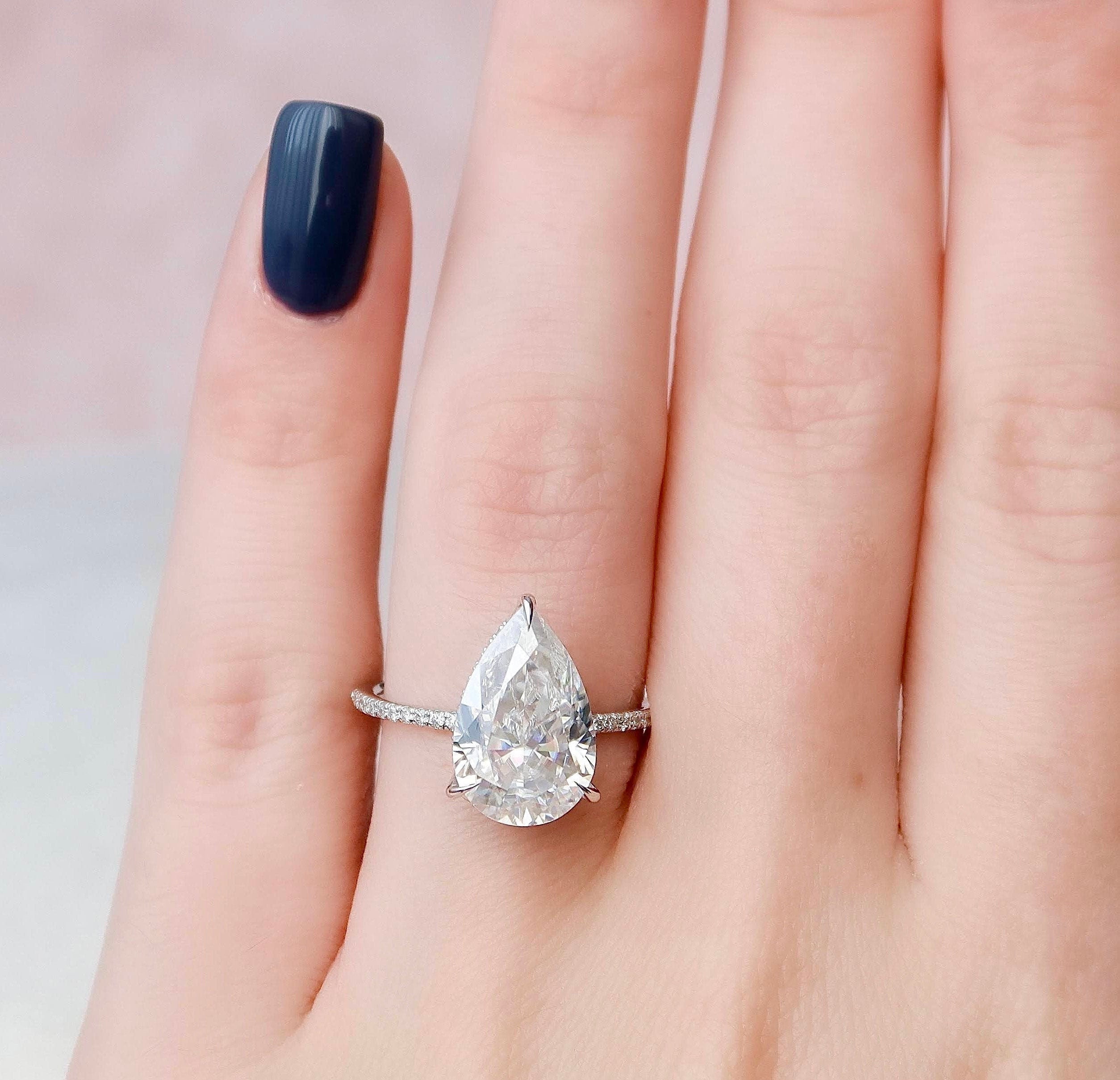 Pear Moissanite Diamond Ring