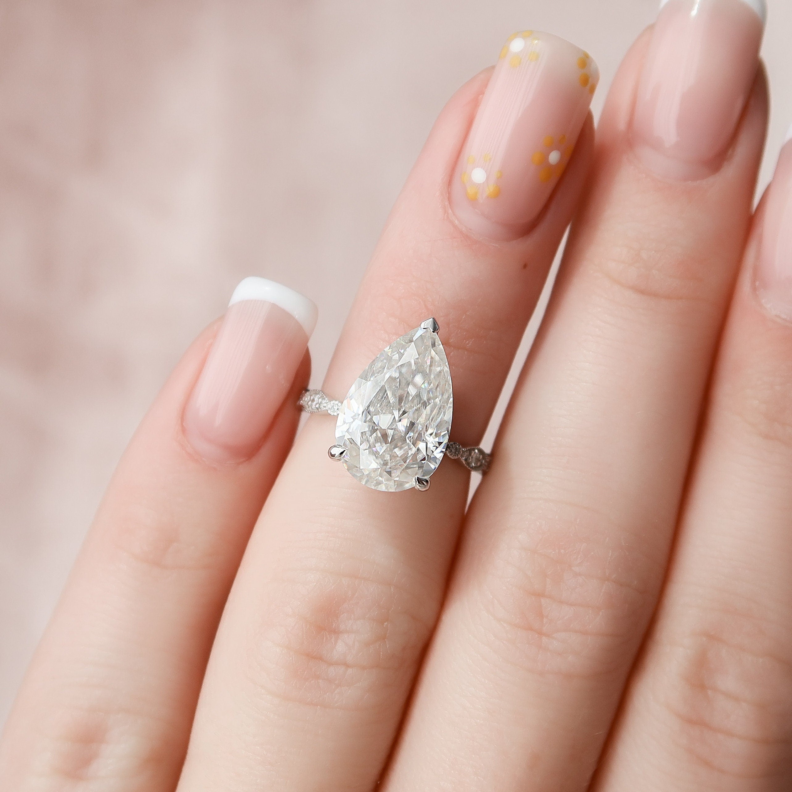 Pear Cut Moissanite Engagement Ring