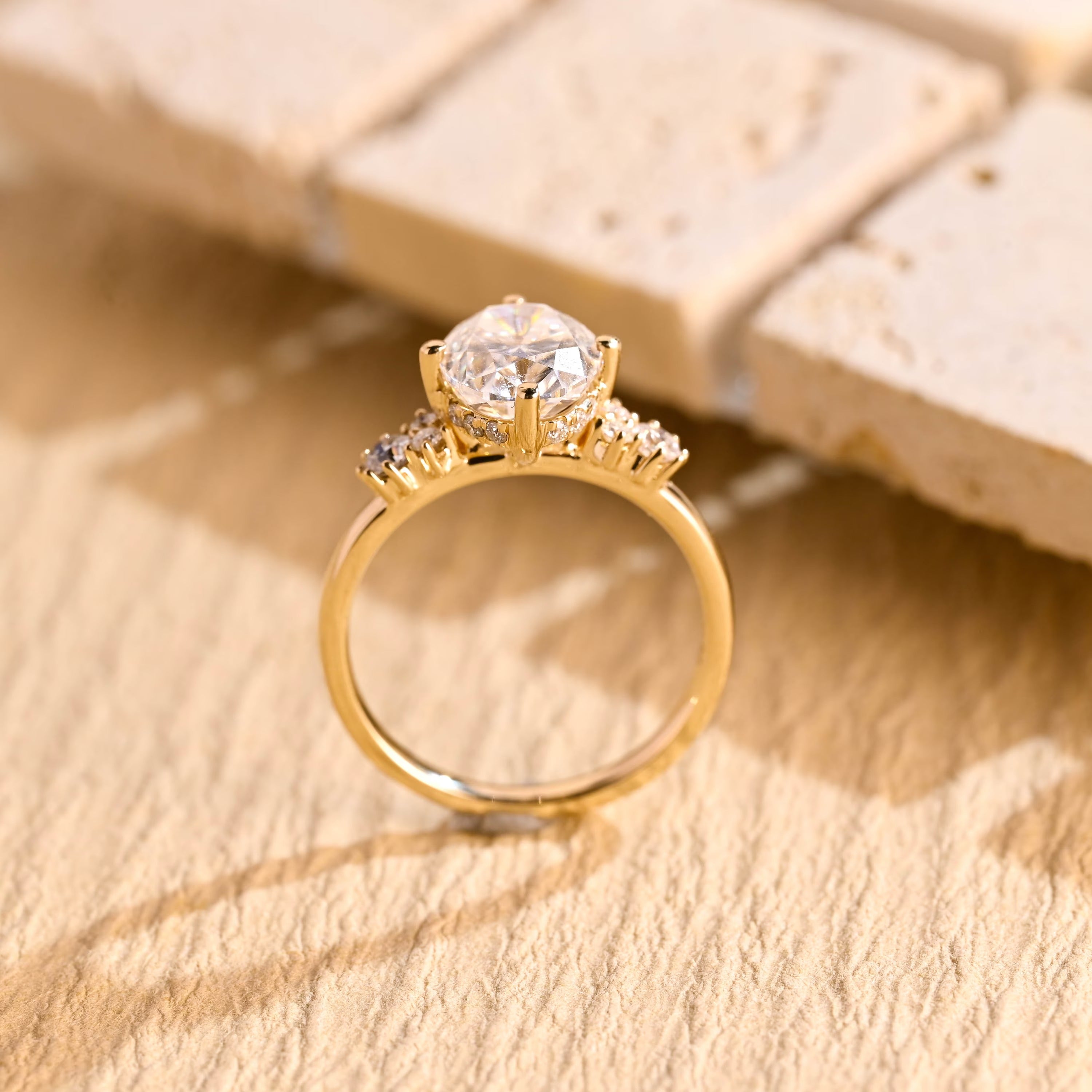 Buy Oval Cut Hidden Halo Diamond Moissanite Ring
