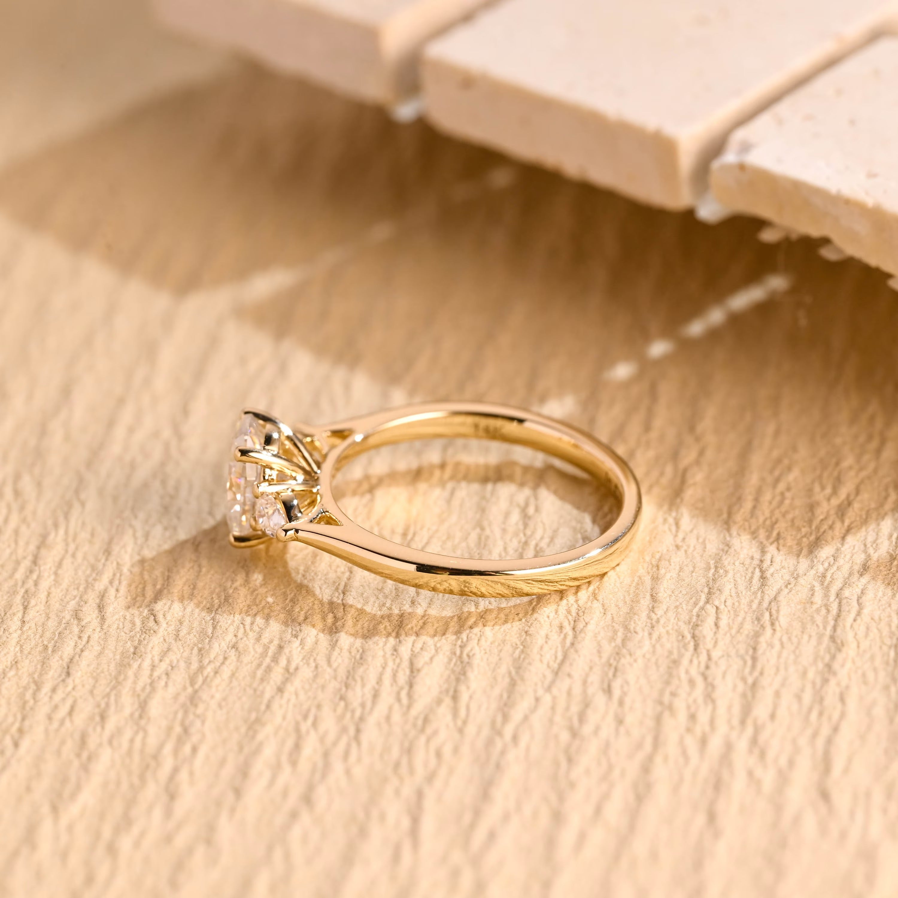Shop Three Stone Moissanite Engagement Rings USA
