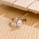 US bridal pear halo moissanite ring