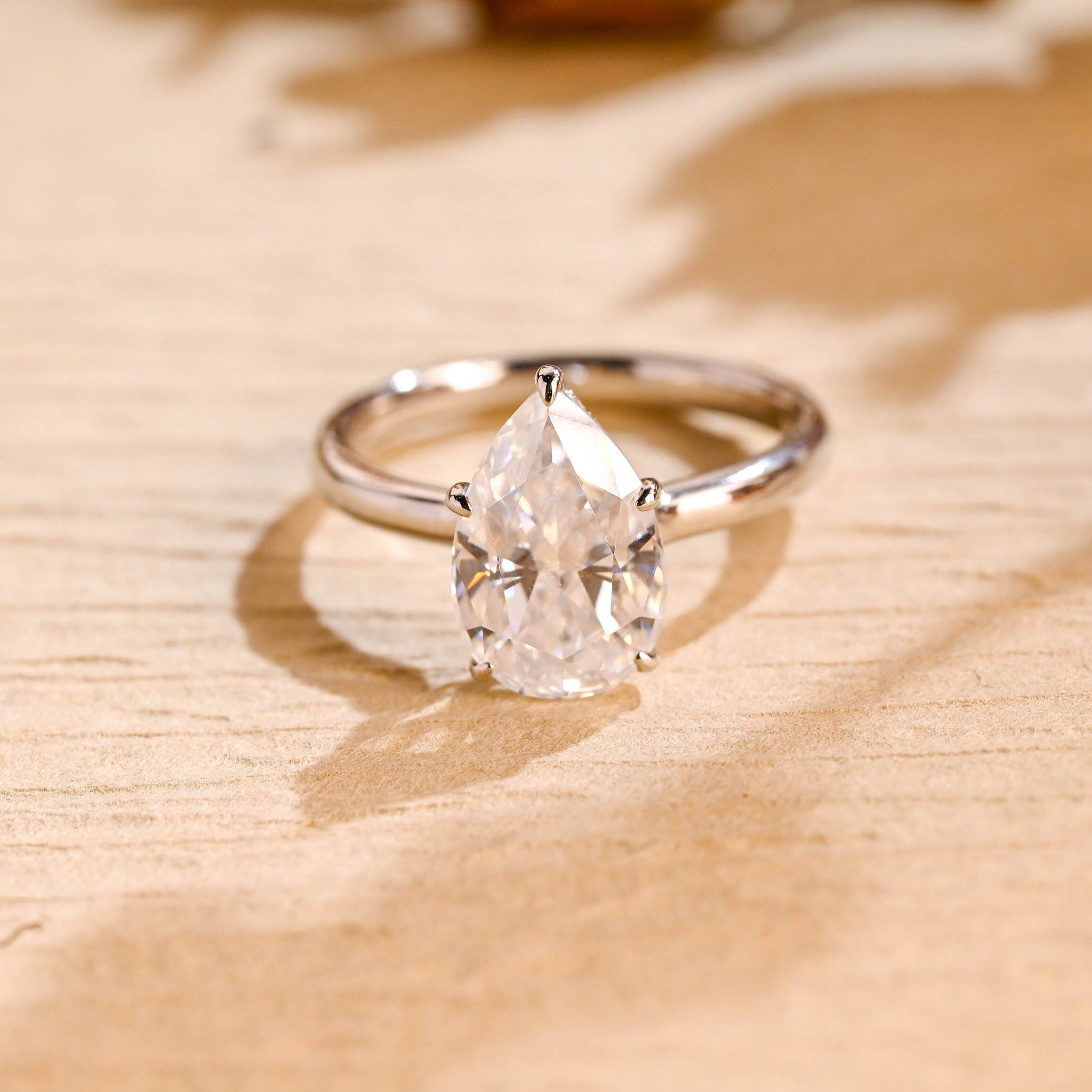 premium pear hidden halo diamond alternative ring
