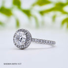Round Cut Diamond Halo Moissanite Engagement Ring For Women