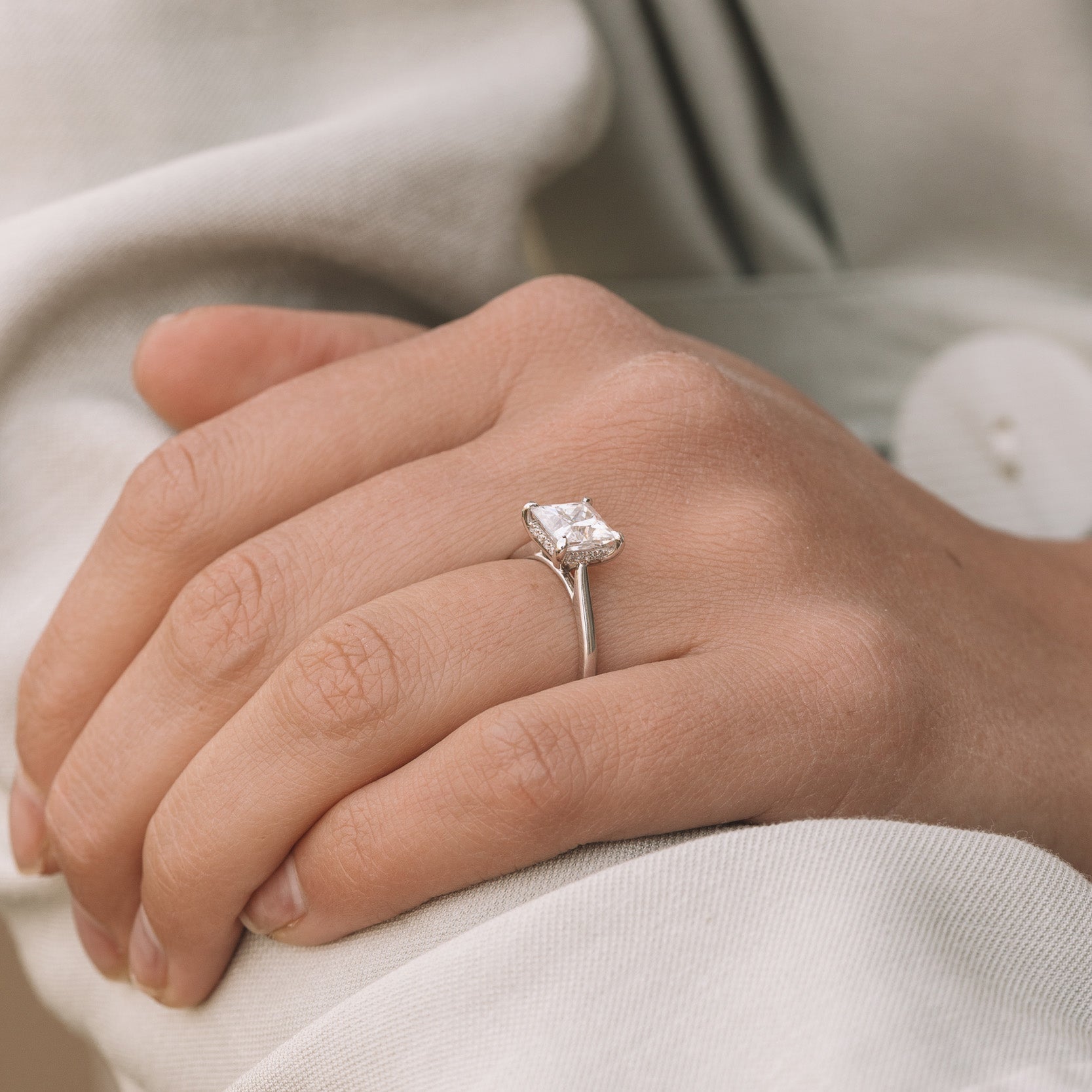 14K White Gold Moissanite Ring