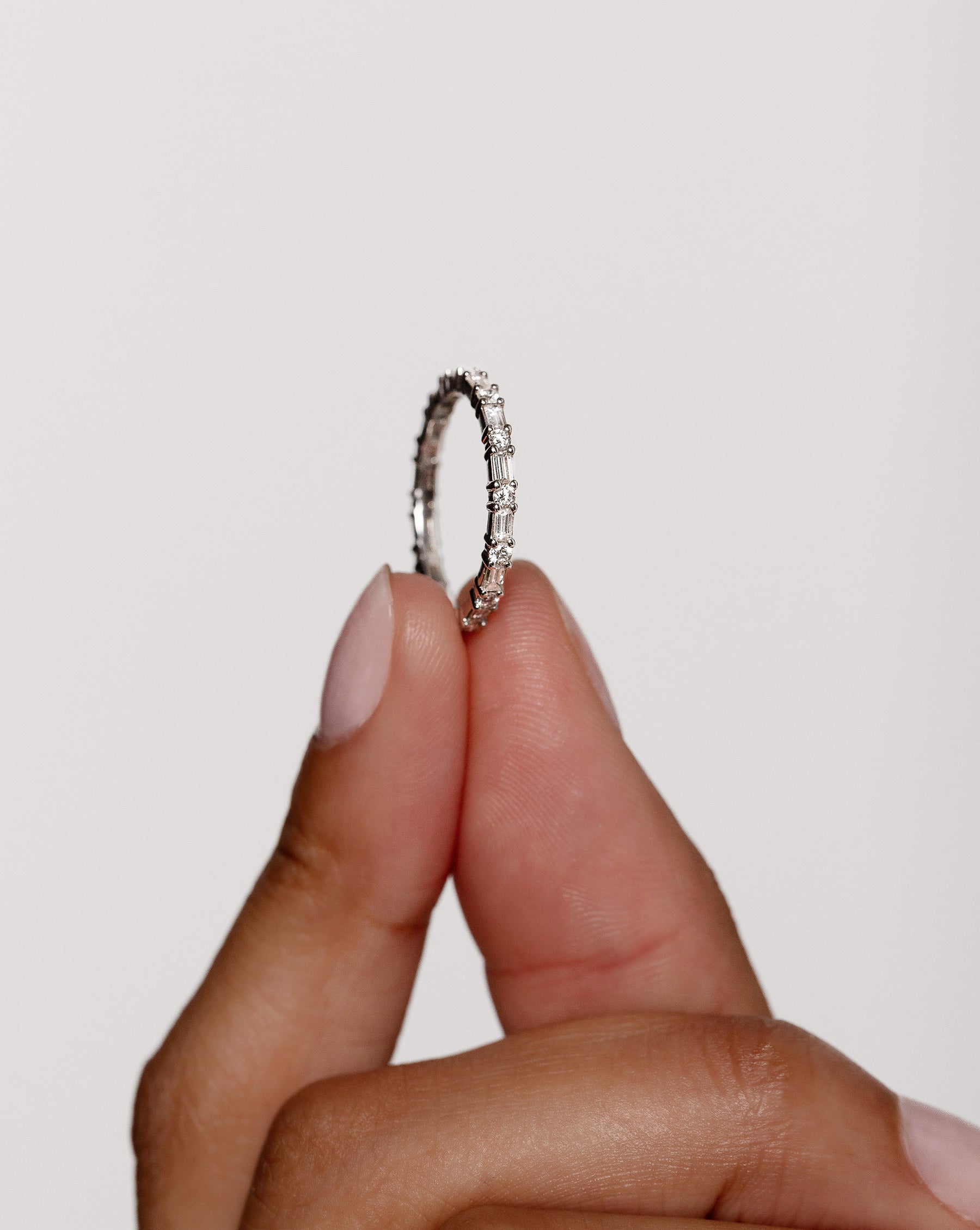 Baguette & Round Cut Moissanite Eternity Diamond Wedding Band