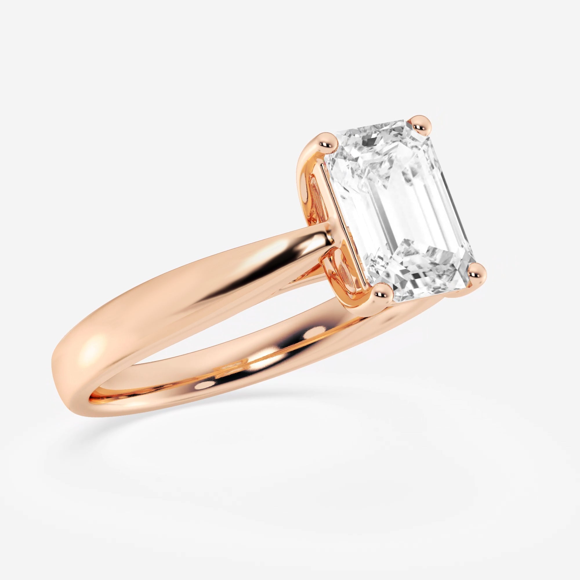 Emerald Cut Diamond Solitaire Moissanite Engagement Ring For Women