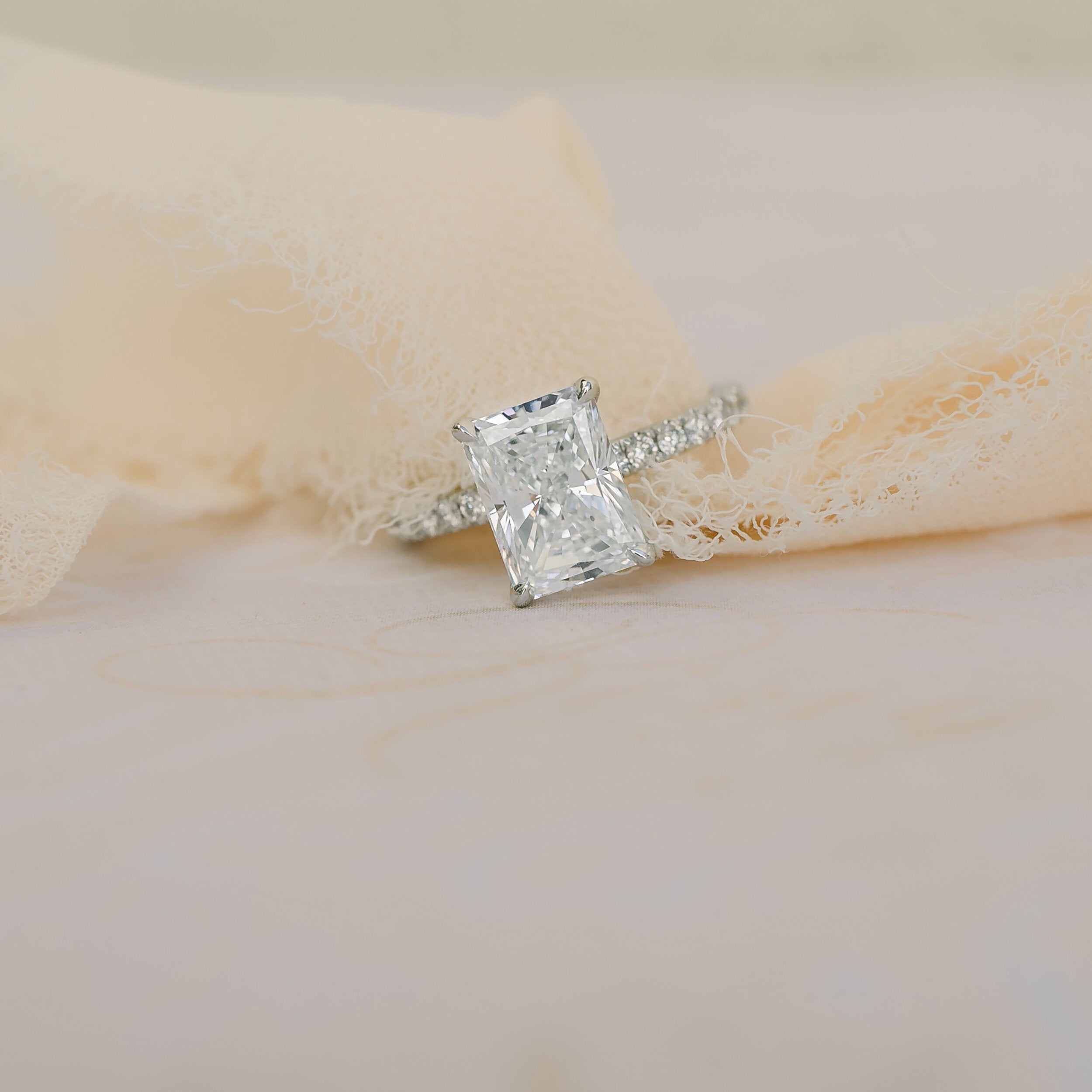 Pave Moissanite Engagement Ring