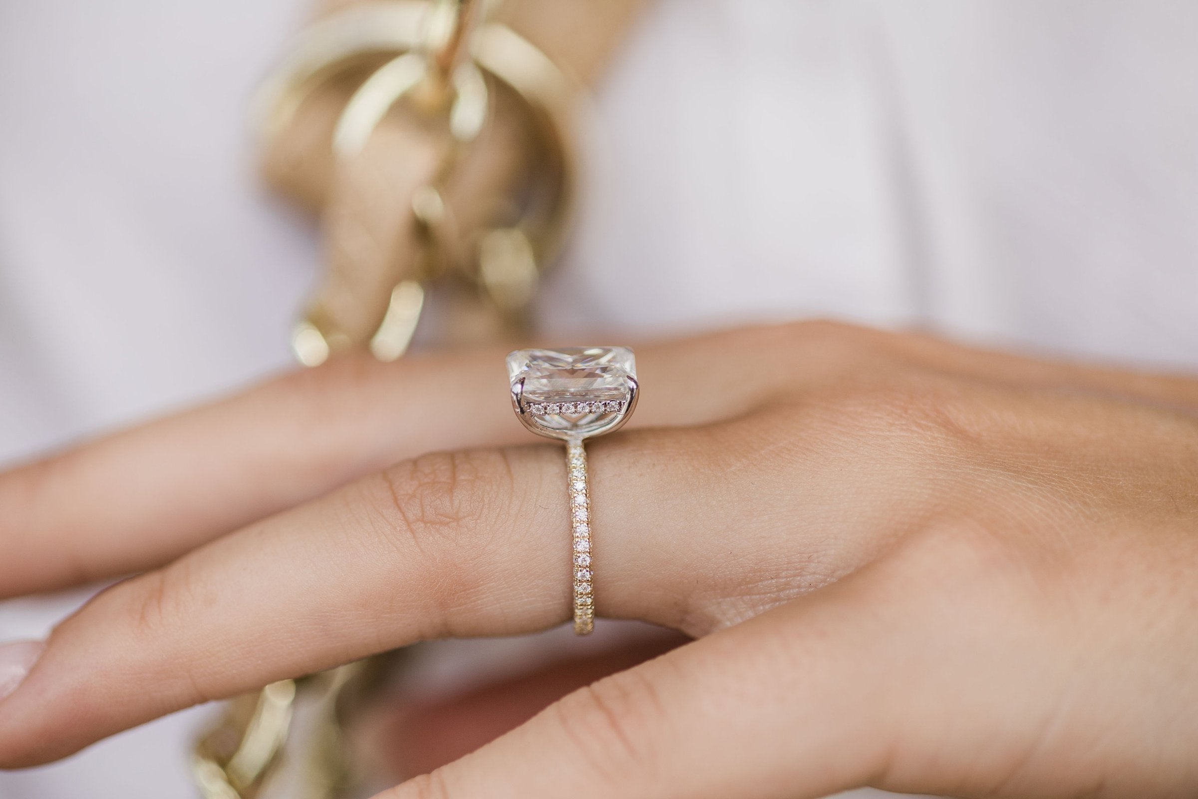 Pave Moissanite Engagement Ring