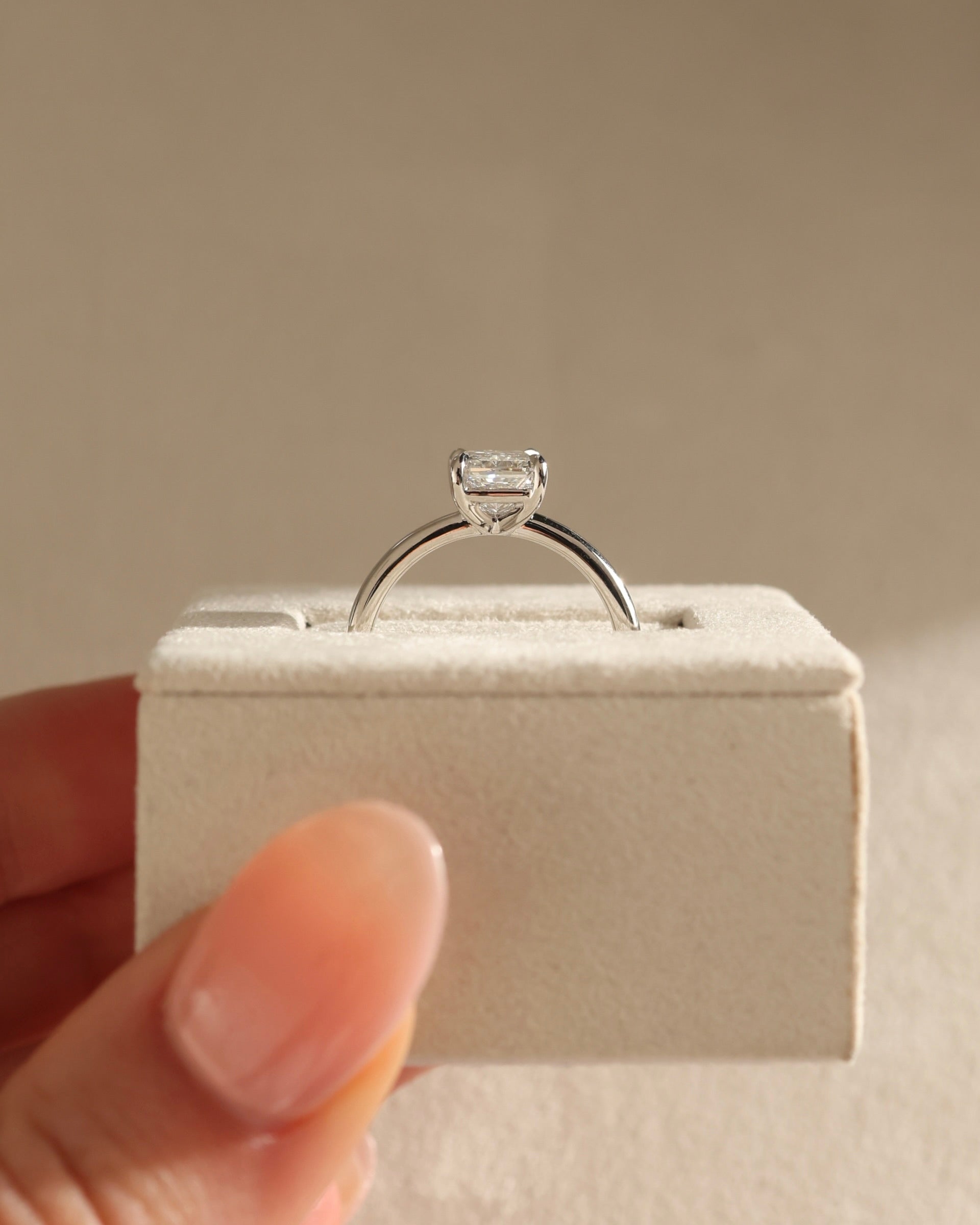 radiant diamond solitaire ring, elegant radiant cut ring, dainty radiant diamond ring, radiant shaped diamond ring, yellow gold radiant diamond ring, custom radiant engagement ring