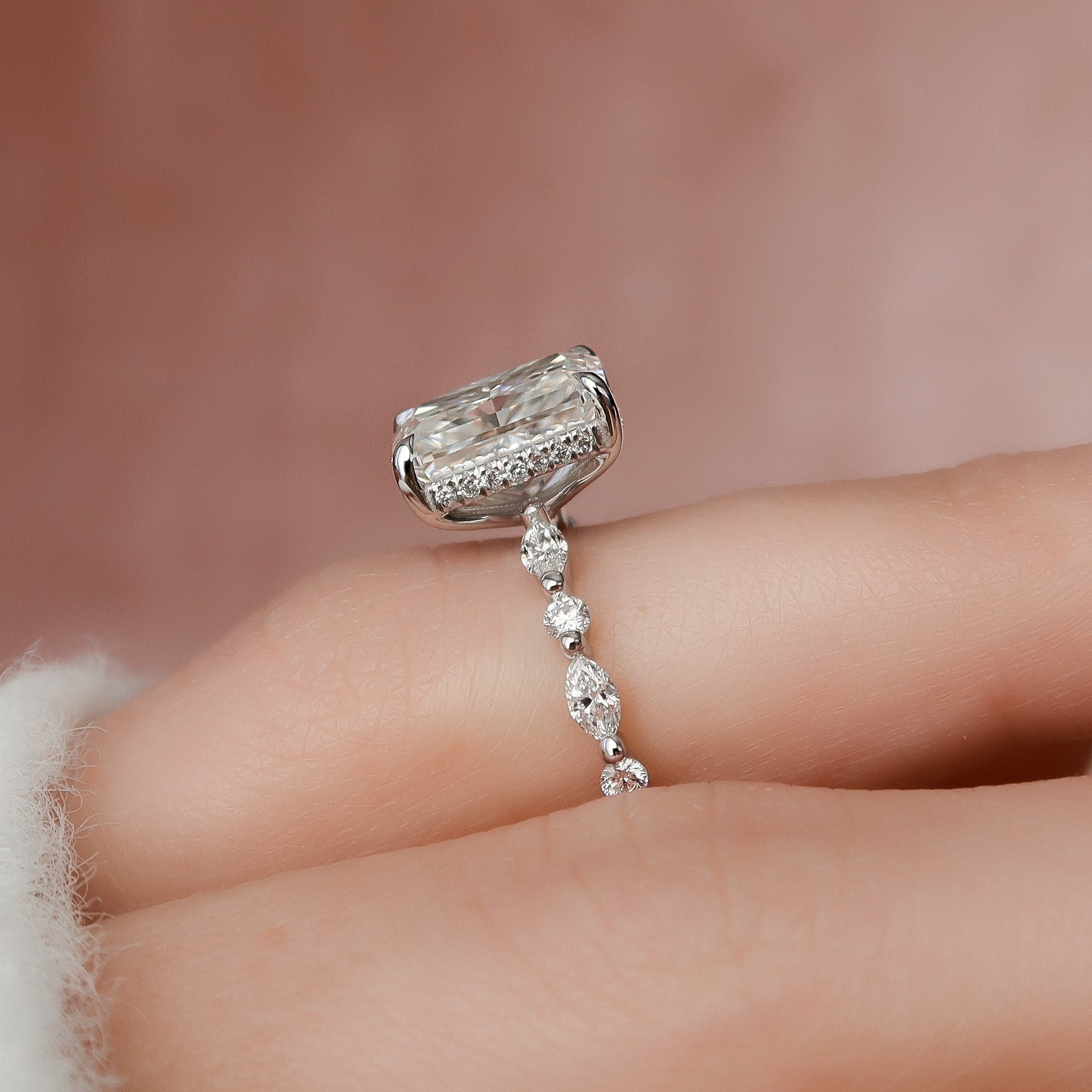 Pave Band Engagement Ring