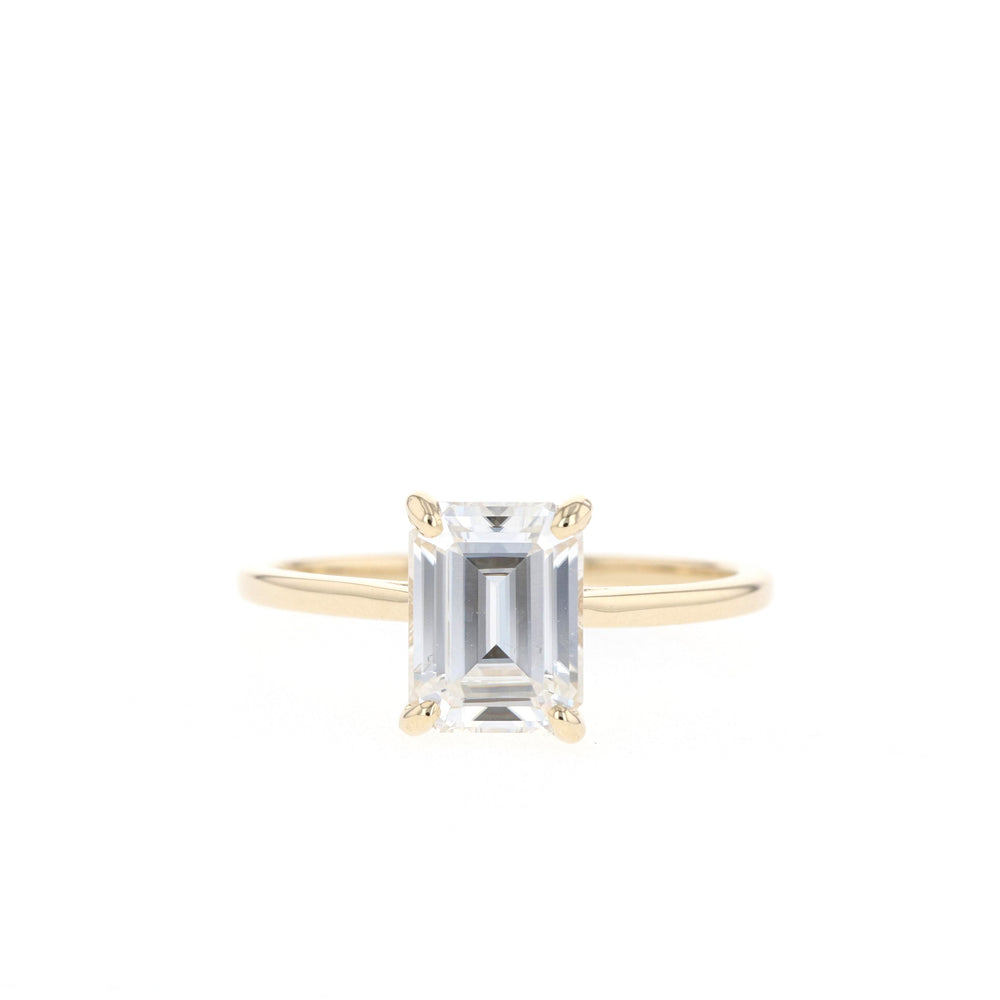 1.70ct Emerald Cut Solitaire Moissanite Diamond Engagement Ring For Women