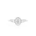 1.20CT Oval Halo Moissanite Three Stone Diamond Engagement Ring