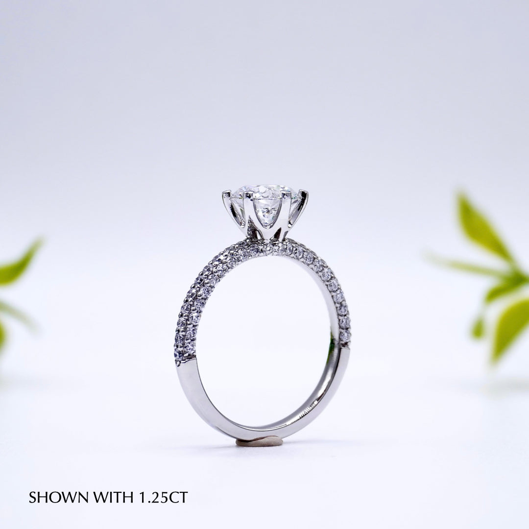 Round Cut Moissanite Pave Diamond Engagement Ring For Women