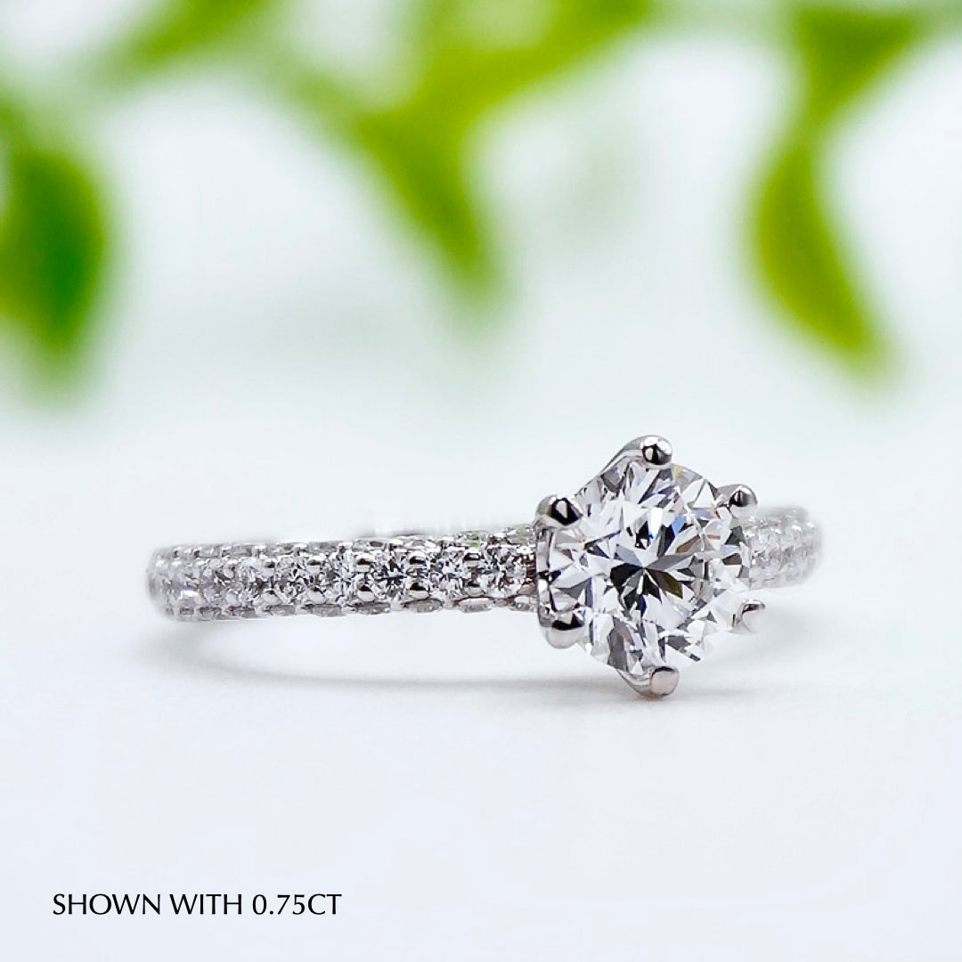 Round Cut Moissanite Pave Diamond Engagement Ring For Women