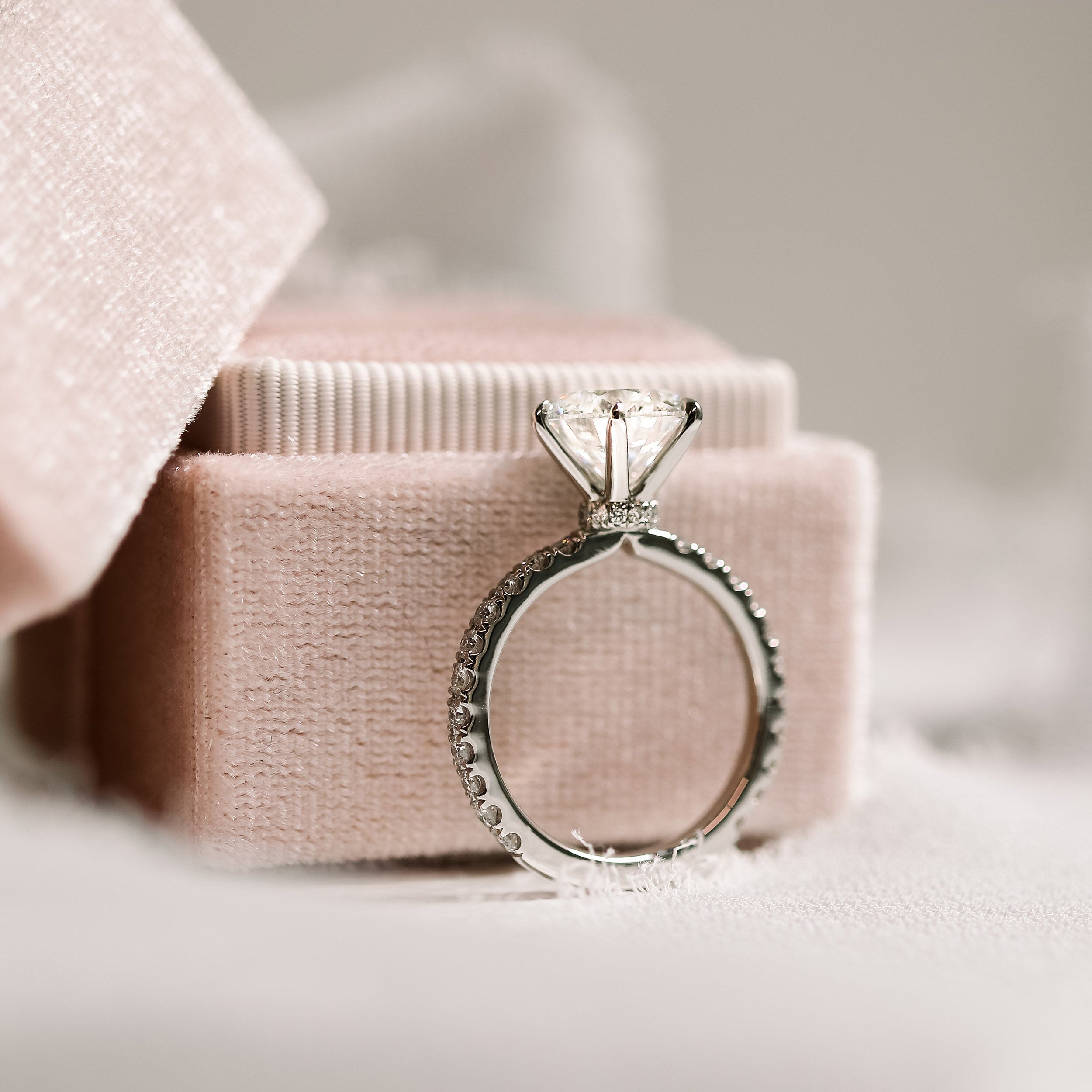 Pave Moissanite Engagement Ring